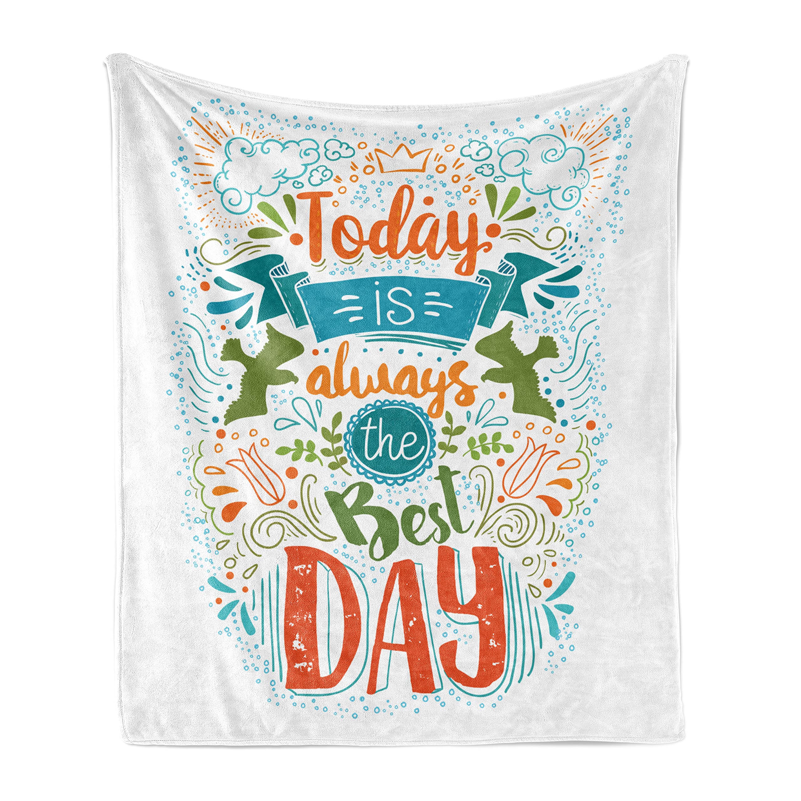 Ambesonne Inspirational Throw Blanket - 'Today is Always The Best Day' Flannel Fleece Blanket, 50