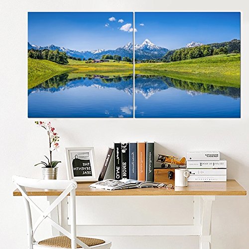2-Piece Mountain Landscape Wall Art Set - Framed Winter Snowy Lake Canvas Prints for Living Room, Kitchen, Bedroom & Office Decor | Perfect Home Gift for Nature Lovers | Ideal for Cozy Cabin, Rustic Farmhouse or Modern Interior Design