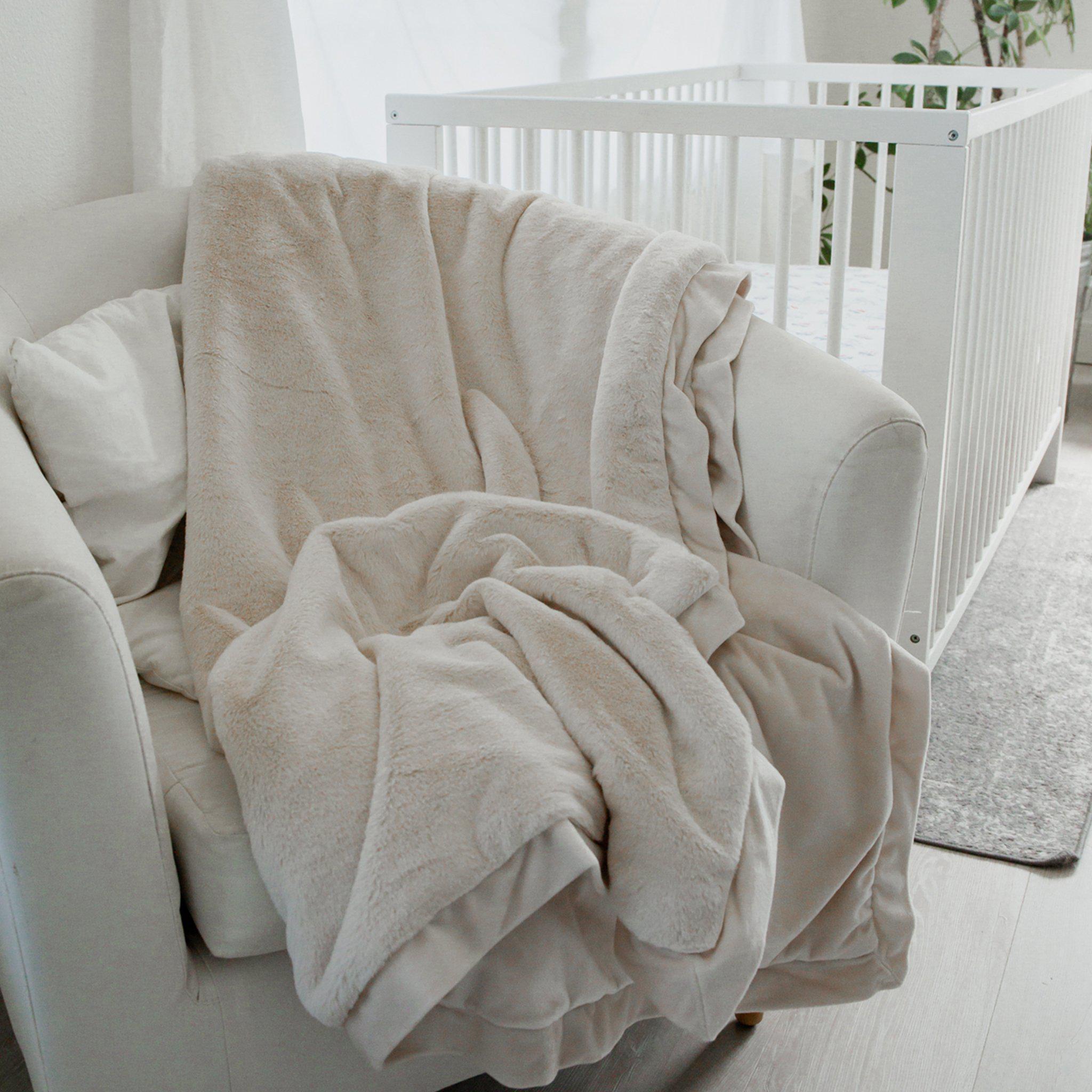 Big Cozy Nibble Fur Blanket - Ultra Soft Fluffy Throw Blanket 50x60 Inches in Cream - Perfect for Bed, Couch, and Winter Snuggling