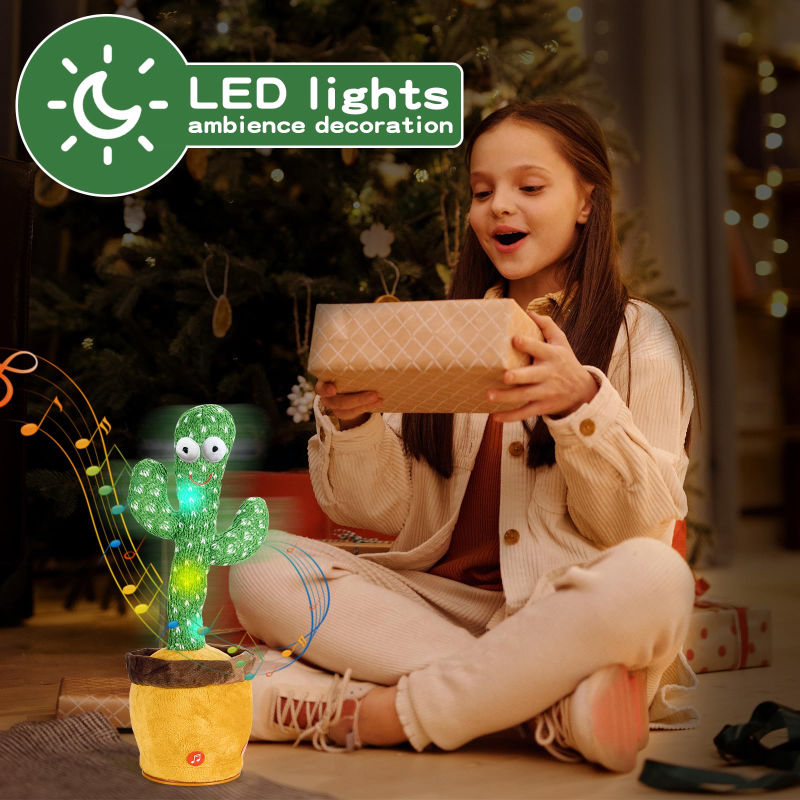 Interactive Talking Dancing Cactus Toy for Kids - Repeats & Records Voice, Plays 120 English Songs - Fun Musical Gift for Boys & Girls - Perfect for Birthday, Christmas & Learning Playtime
