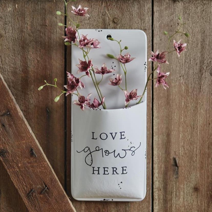Love Grows Here Wall Pocket - Decorative Hanging Planter for Indoor Plants, Succulents & Home Decor | Perfect for Living Room, Bedroom, Kitchen & Office Decor