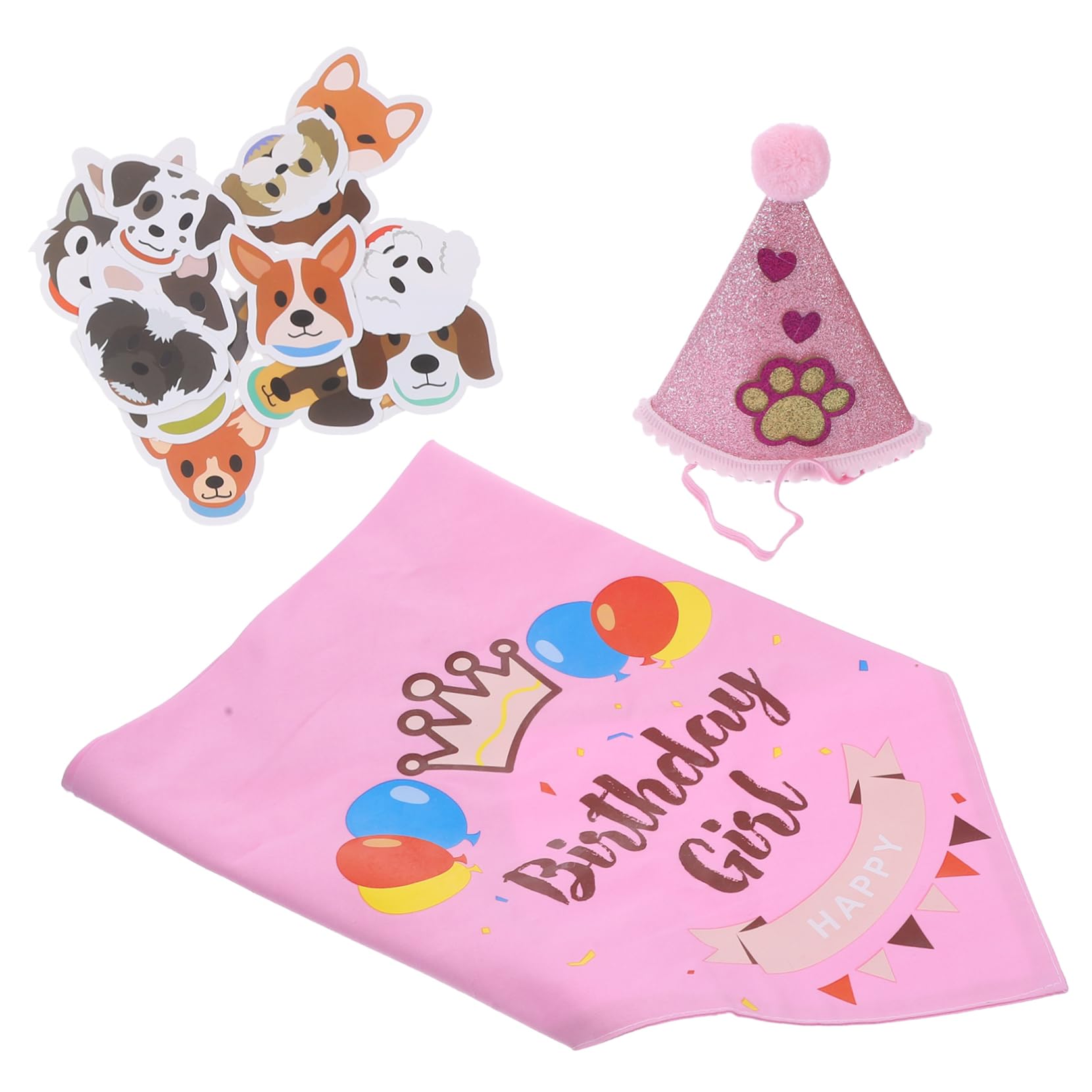 GRIRIW Dog Birthday Hat & Collar Bib Set - Adjustable Pet Party Accessories for Small Medium Large Dogs - Perfect for Birthday Parties, Halloween & Christmas Costumes