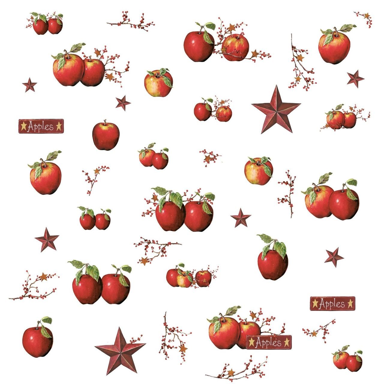 RoomMates RMK1570SCS Rustic Country Apples Peel & Stick Wall Decals - Easy DIY Home Decor for Kitchen, Nursery, or Bedroom Wall Stickers