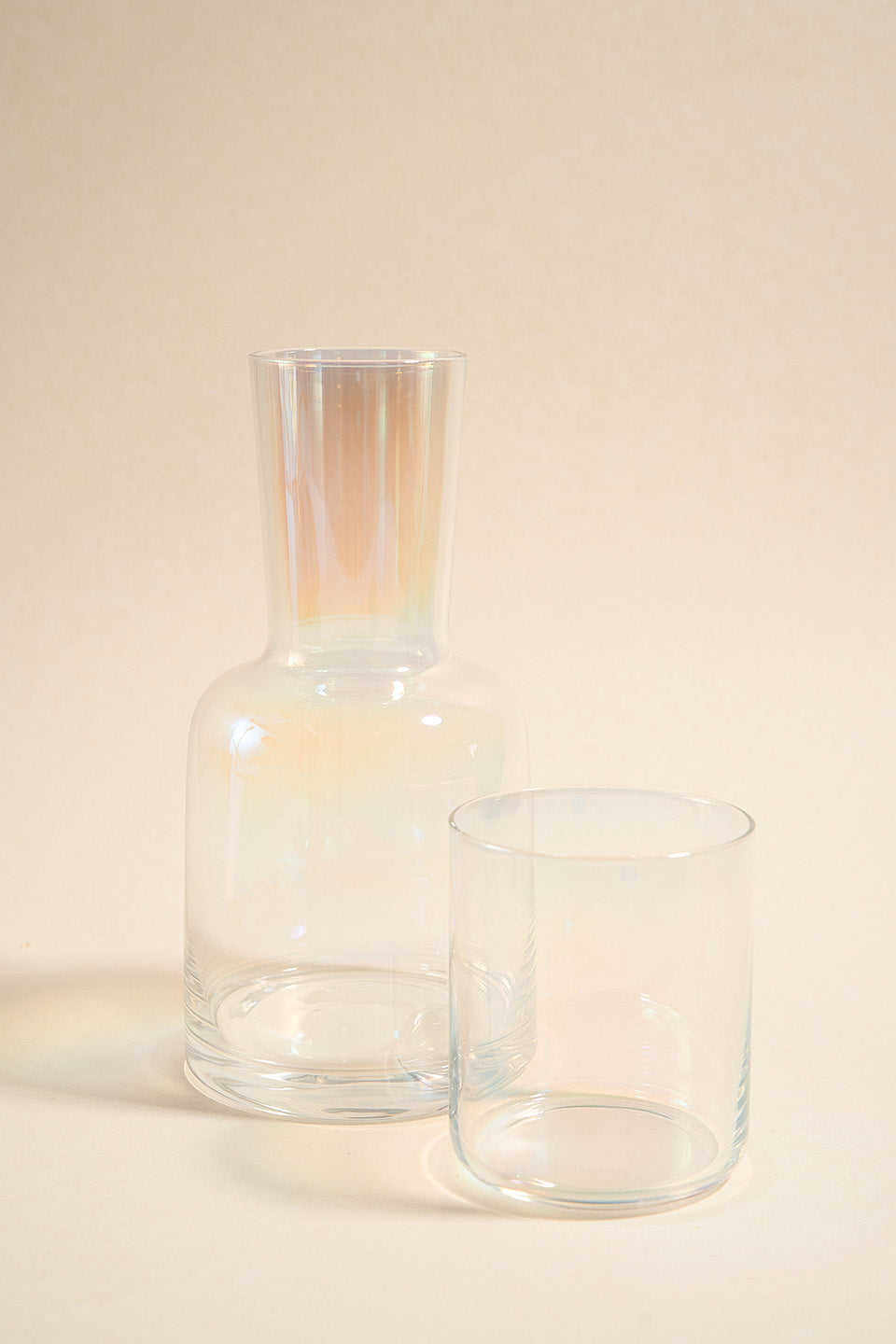 Iridescent Glass Carafe Set with 2 Drinking Glasses - Elegant Water Pitcher for Home, Office, and Party Serving - Perfect for Iced Tea, Lemonade & Beverages