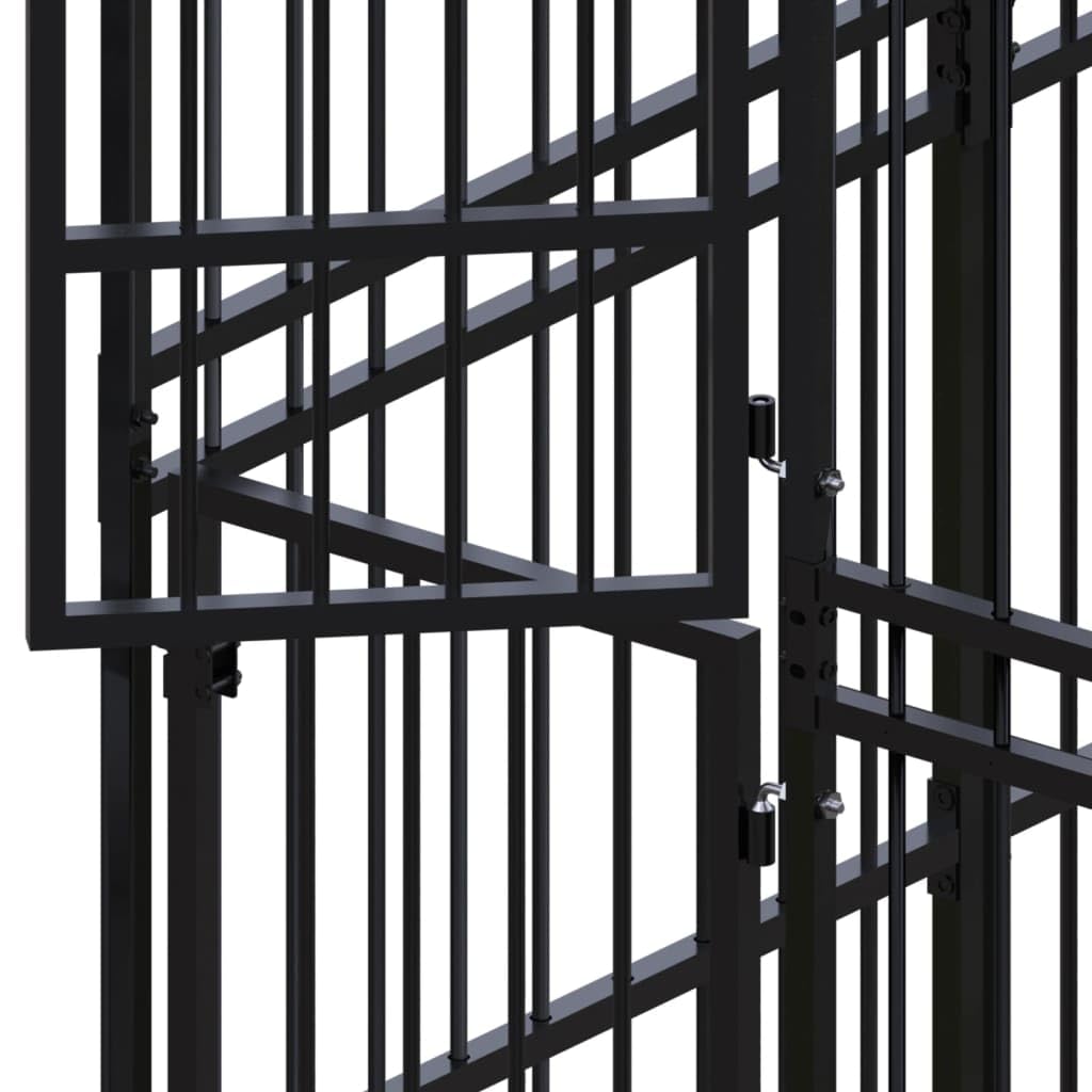 Large Dog Kennel with Lockable Door - Steel Outdoor Crate for Training & Play in Garden