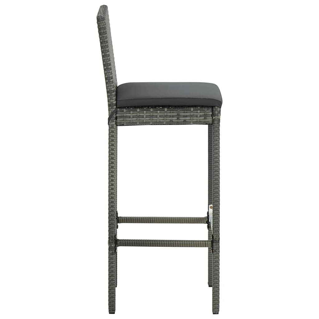 CHARMMA 3-Piece Patio Bar Set with Weather-Resistant Poly Rattan & Cushions - Modern Gray Outdoor Furniture (23.8KG) - Perfect for Backyard, Garden, Balcony or Poolside Relaxation