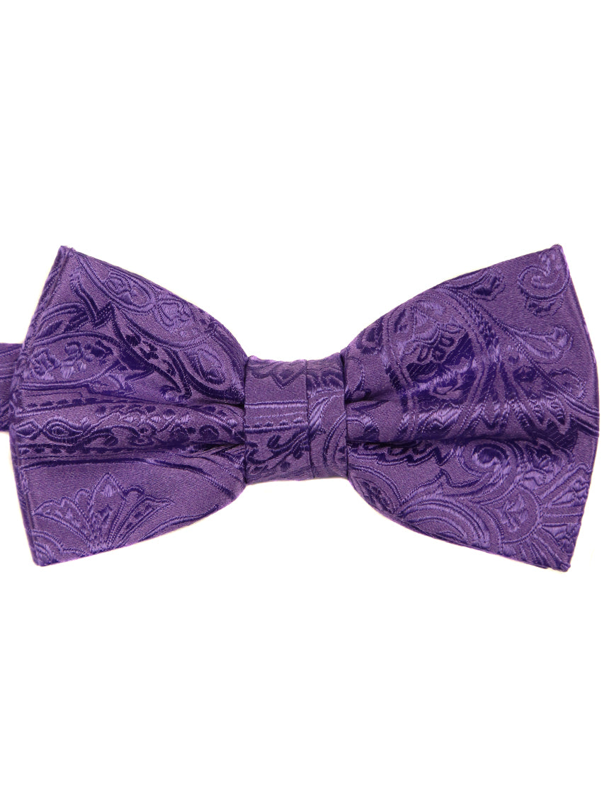 DÉCLIC Classic Paisley Bow Tie for Men - Elegant Purple Silk Necktie for Weddings, Prom & Formal Events