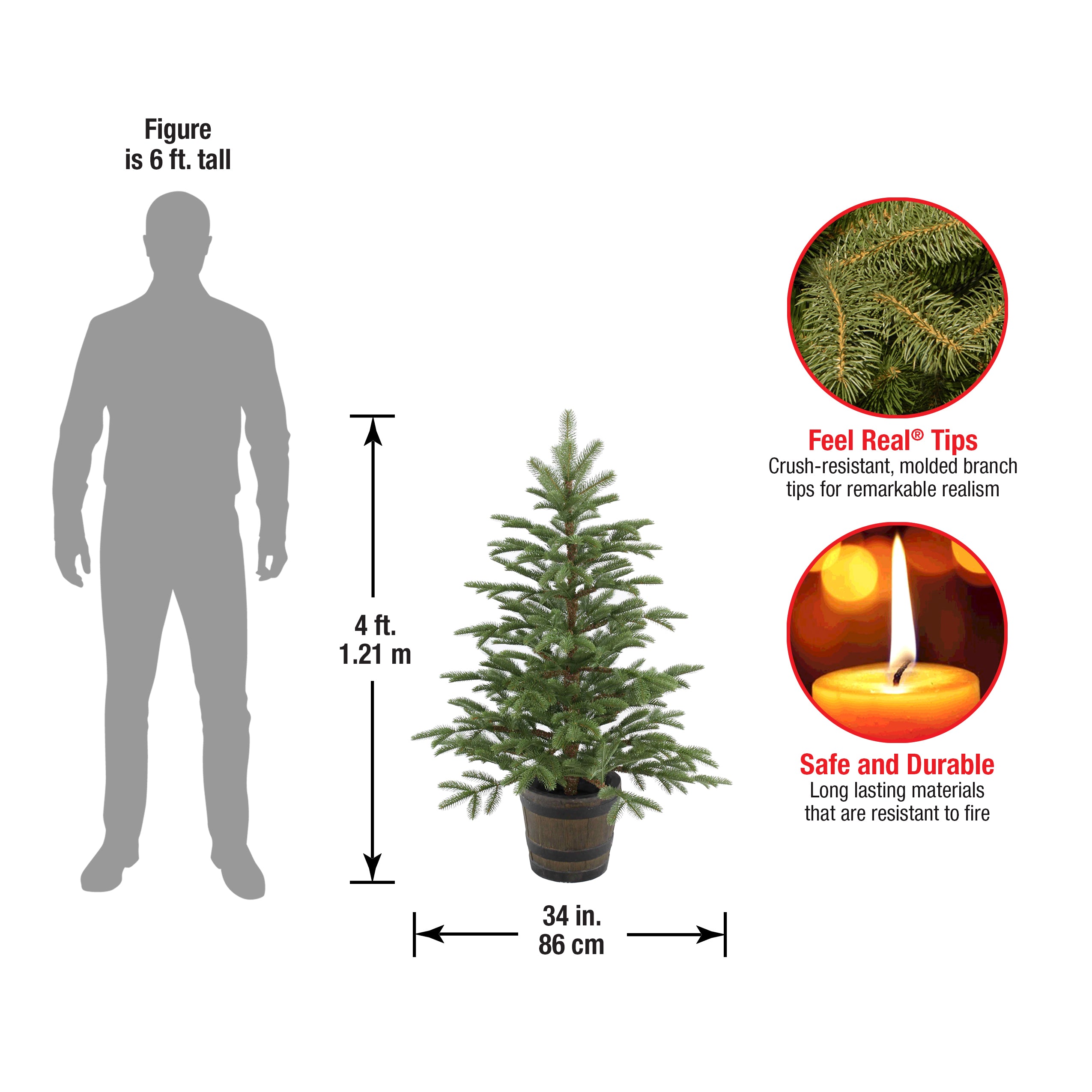 4 ft. Norwegian Spruce Artificial Christmas Tree - Premium Potted Holiday Decor for Home, Office & Party Decorations | Perfect for Living Room, Bedroom & Festive Events