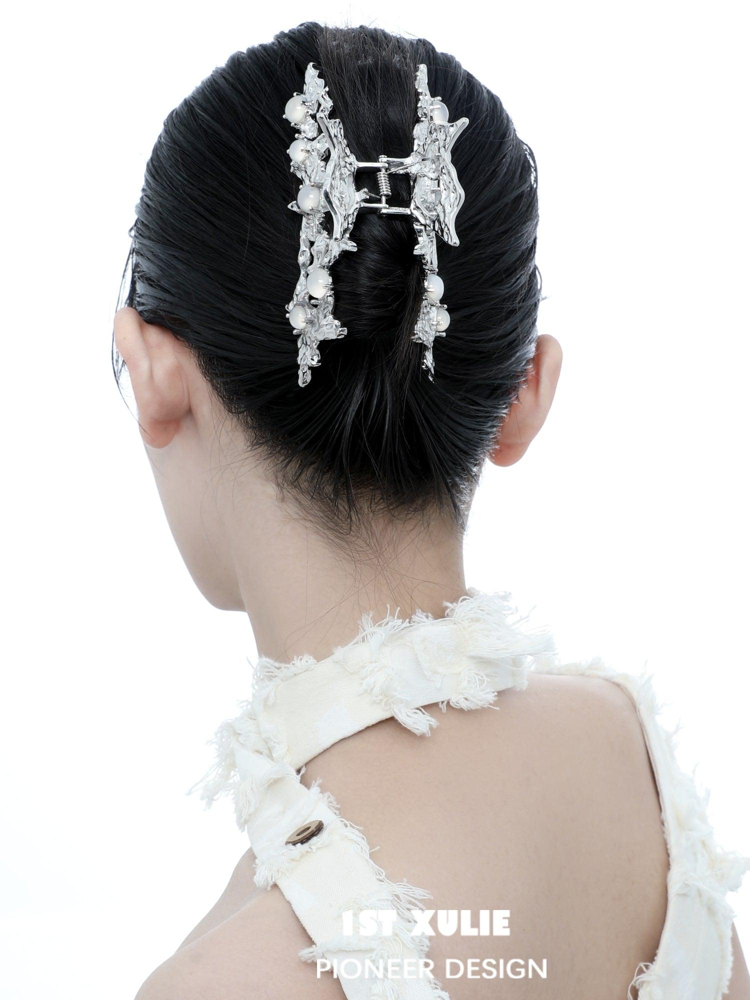 24K Gold & 18K Platinum Plated Natural White Agate Hair Clip - Elegant Hair Accessory for Women | Perfect for Weddings, Parties & Special Occasions