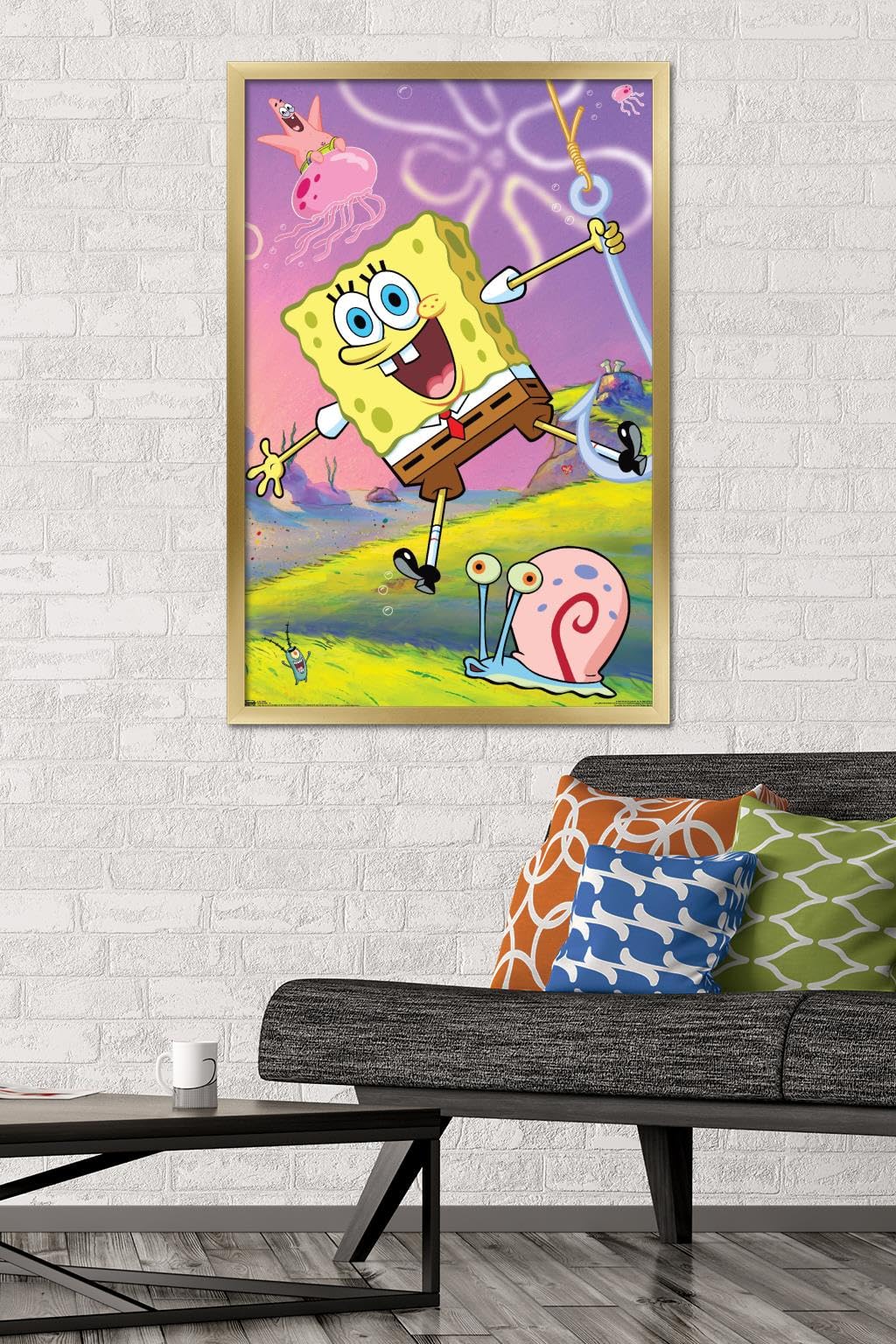 Trends International Nickelodeon SpongeBob SquarePants Wall Poster - 22.375 x 34 Inches, Gold Framed Decor for Kids Room, Living Room & Game Room