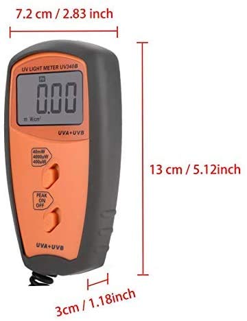 Digital UV Lux Meter UV340B - Handheld UVA UVB Light Meter for Measuring UV Intensity | Perfect for Sunlight, Tanning Beds & UV Curing Applications