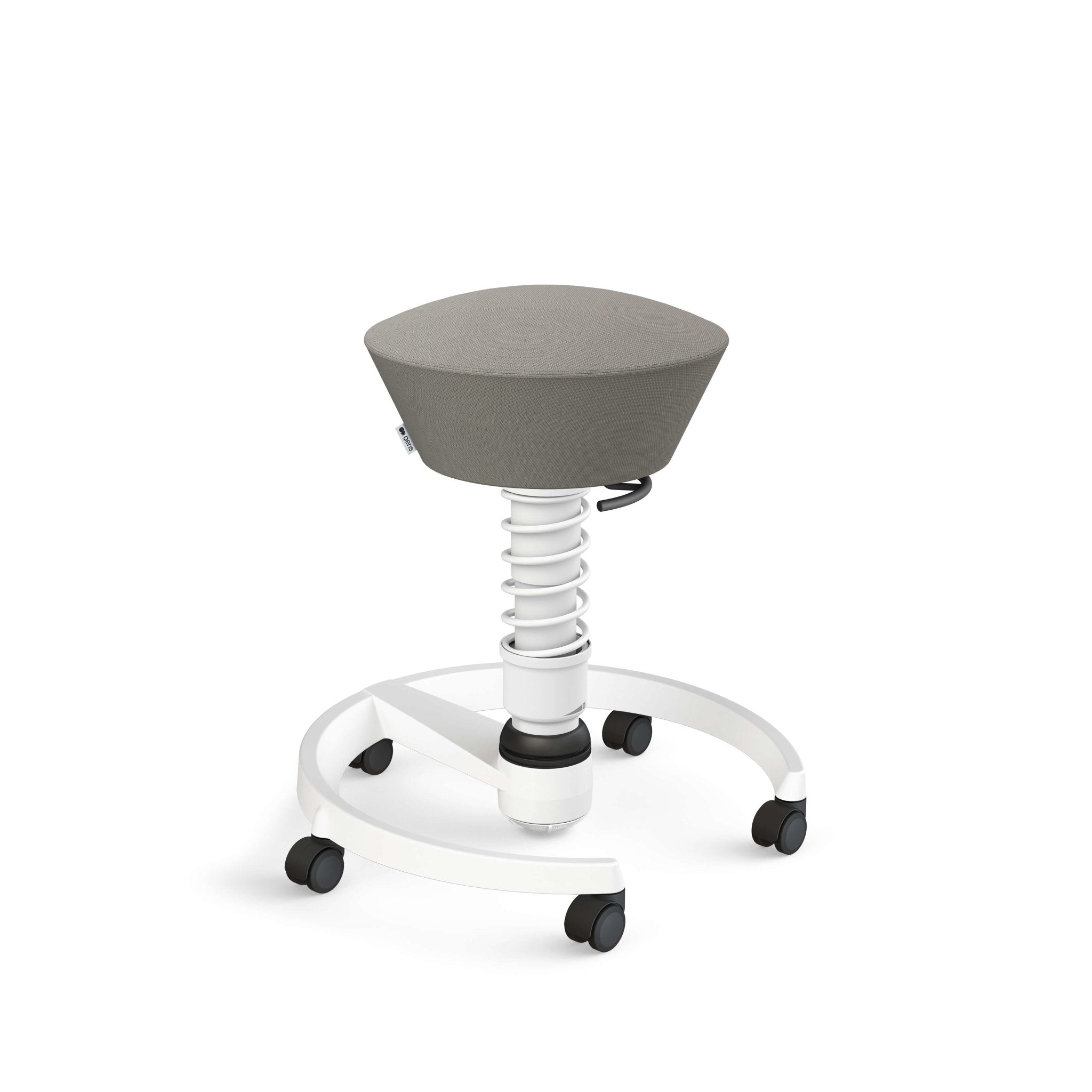 Aeris Swopper Active Sitting Stool with White Castor Wheels - Ergonomic Office Chair Alternative for Home & Workplace - Perfect for Standing Desks, Workstations and Posture Correction