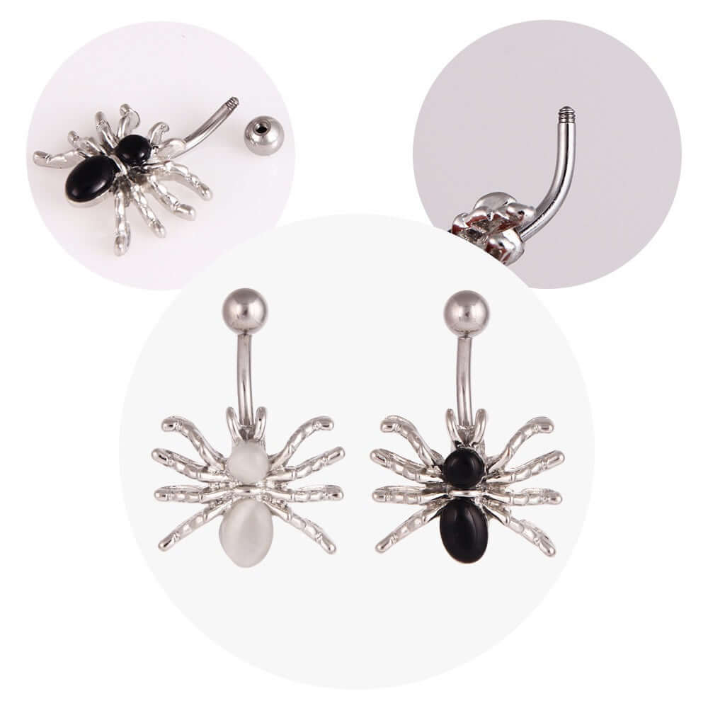 Hypoallergenic Spider Belly Button Rings - Surgical Steel Body Jewelry for Women | Perfect for Piercings, Parties & Alternative Fashion (UZ177)