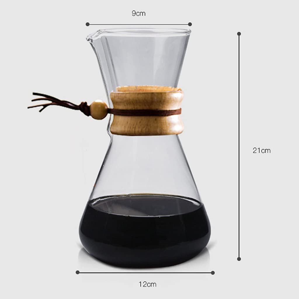 Premium Pour Over Coffee Maker with Double-Layer Stainless Steel Filter - 16.9oz Glass Drip Brewer for 3-6 Cups - Ideal for Home, Office & Camping Coffee Brewing