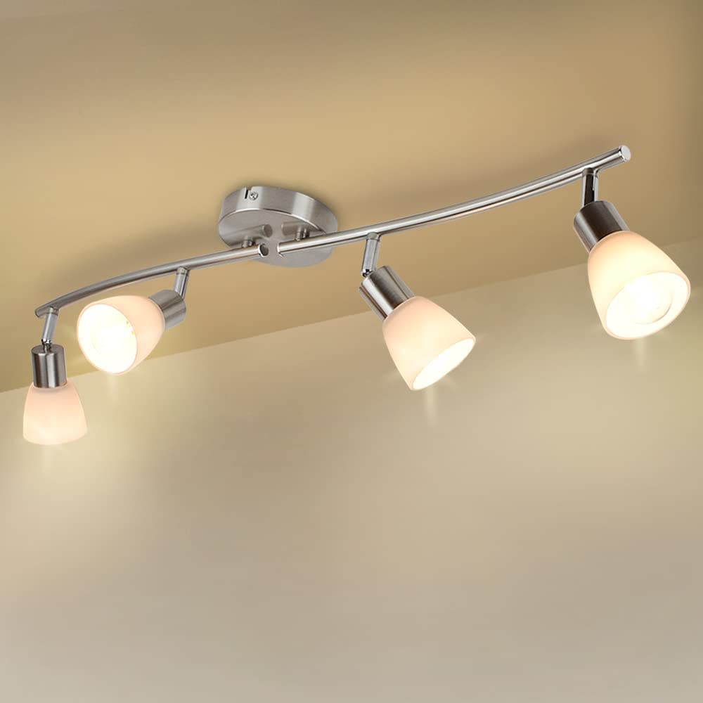 Depuley 4-Light Adjustable Track Lighting Fixture with Directional Spotlights - Modern Ceiling Light with Included Bulbs for Living Room, Kitchen, or Retail Spaces