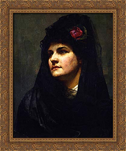 Tom Roberts Spanish Beauty 20x24 Gold Ornate Wood Framed Canvas Art - Perfect for Living Room, Bedroom & Office Wall Decor