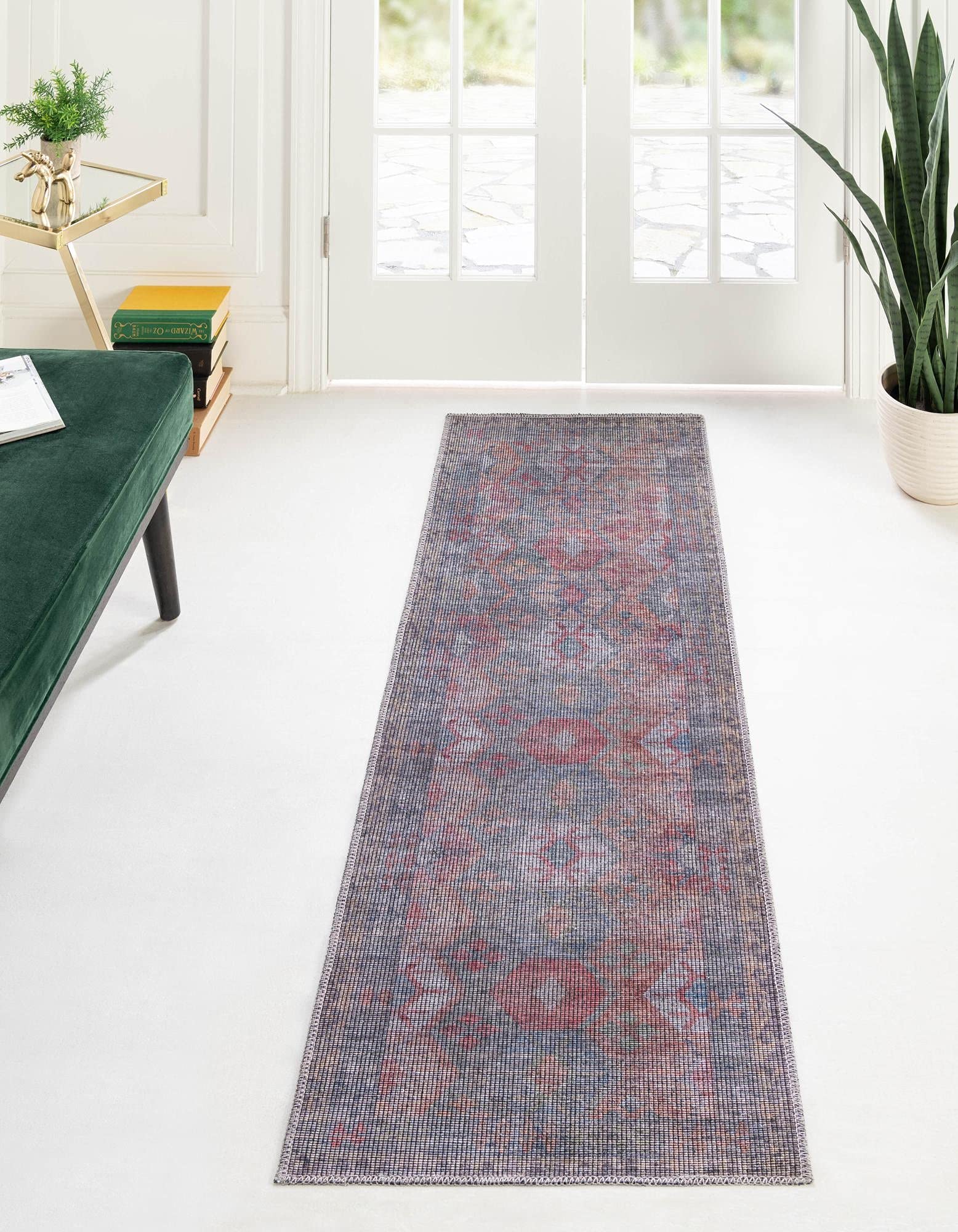 Washable 14 Ft Runner Rug - Blue Flatweave Hallway & Entryway Rug | Sisu Collection by Rugs.com | Durable & Easy Clean for High Traffic Areas, Living Rooms & Bedrooms