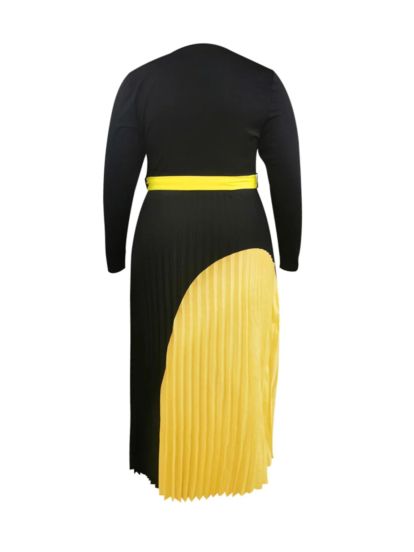 Elegant Fall Maxi Dresses for Women - Bandage Design Tiered Pleated A-Line Dress with Belt & Long Sleeves | V-Neck Flowy Patchwork Vestidos | Perfect for Autumn Weddings, Parties & Date Nights
