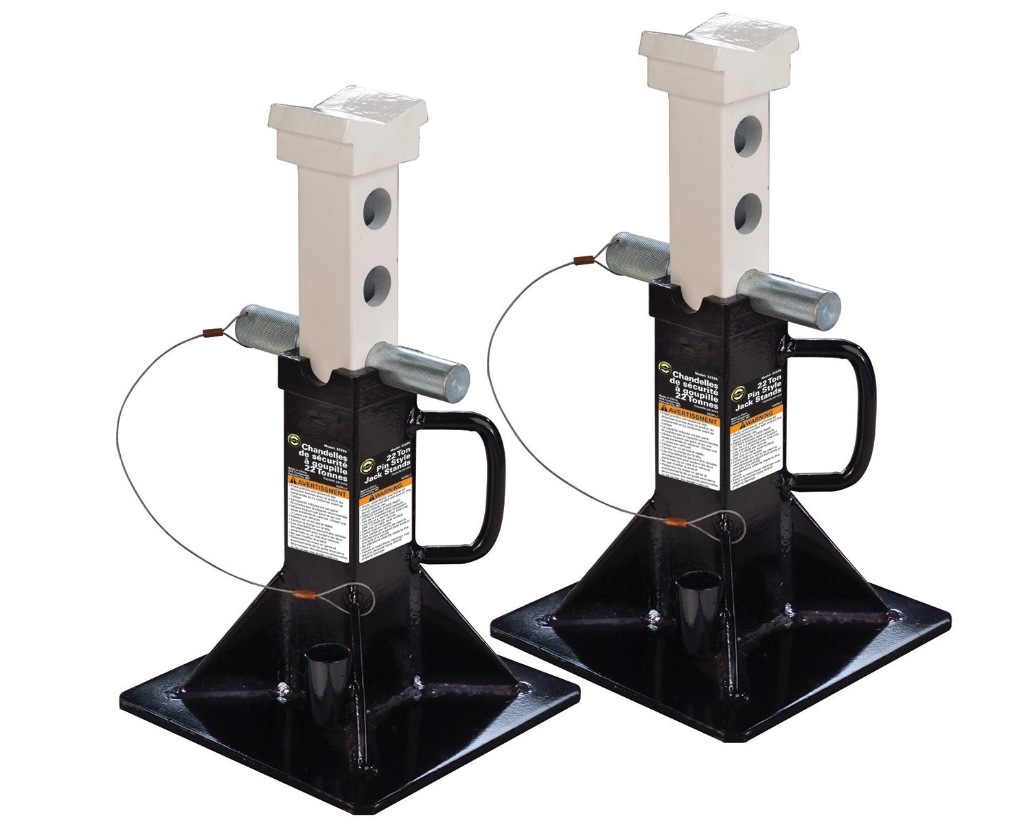 Omega 32225B 22 Ton Heavy Duty Black Jack Stands for Vehicle Repair & Auto Maintenance - Professional Garage Equipment for Trucks, SUVs & Heavy Duty Vehicles