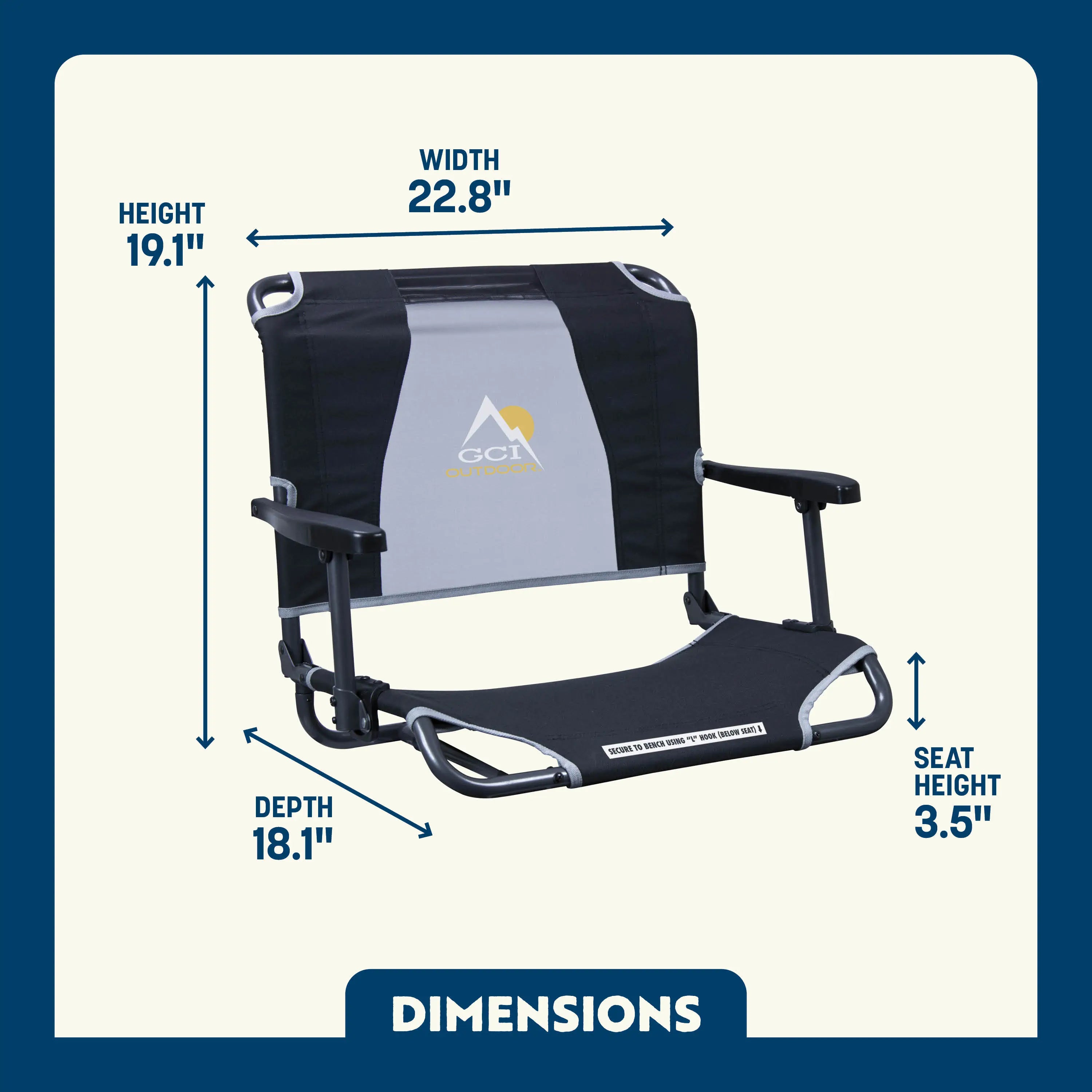 Big Comfort Stadium Chair with Armrests - Portable Folding Seat for Outdoor Sports, Concerts, and Camping - Heavy Duty Bleacher Chair with Back Support