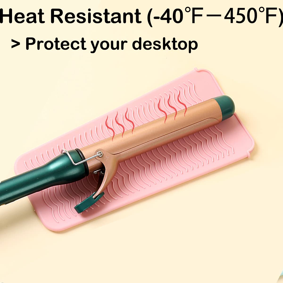 Heat Resistant Silicone Mat with Hanging Hole - 11x5 Inch Straightener Heat Protector Pad for Curling Iron, Flat Iron & Hair Styling Tools - Travel-Friendly Pink Mat & Pouch - Perfect for Home, Salon & On-the-Go Styling