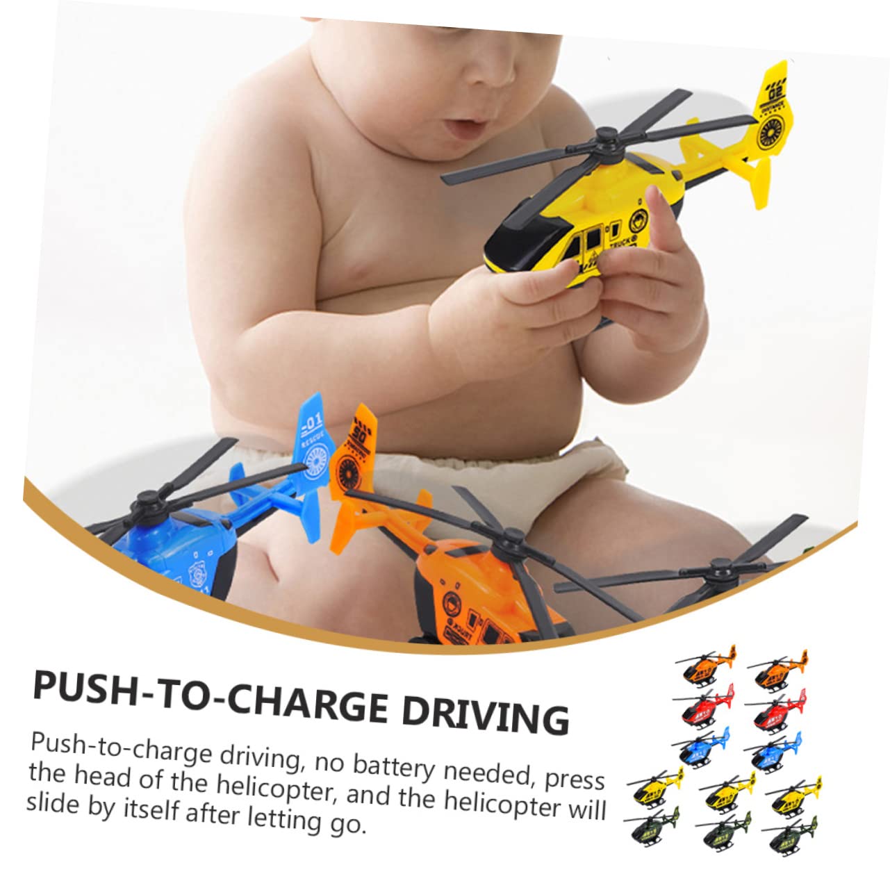 12-Piece Remove Helicopter Toy Set - Flying Aircraft Models for Kids & Toddlers | Inertial Helicopter Toys with ABS Material | Great for Birthday Gifts, Party Favors & Outdoor Play