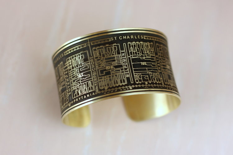 ST. CHARLES 9 MUSES Brass Cuff Bracelet - Vintage Inspired Jewelry for Women, Elegant Bangle for Boho Fashion & Special Occasions