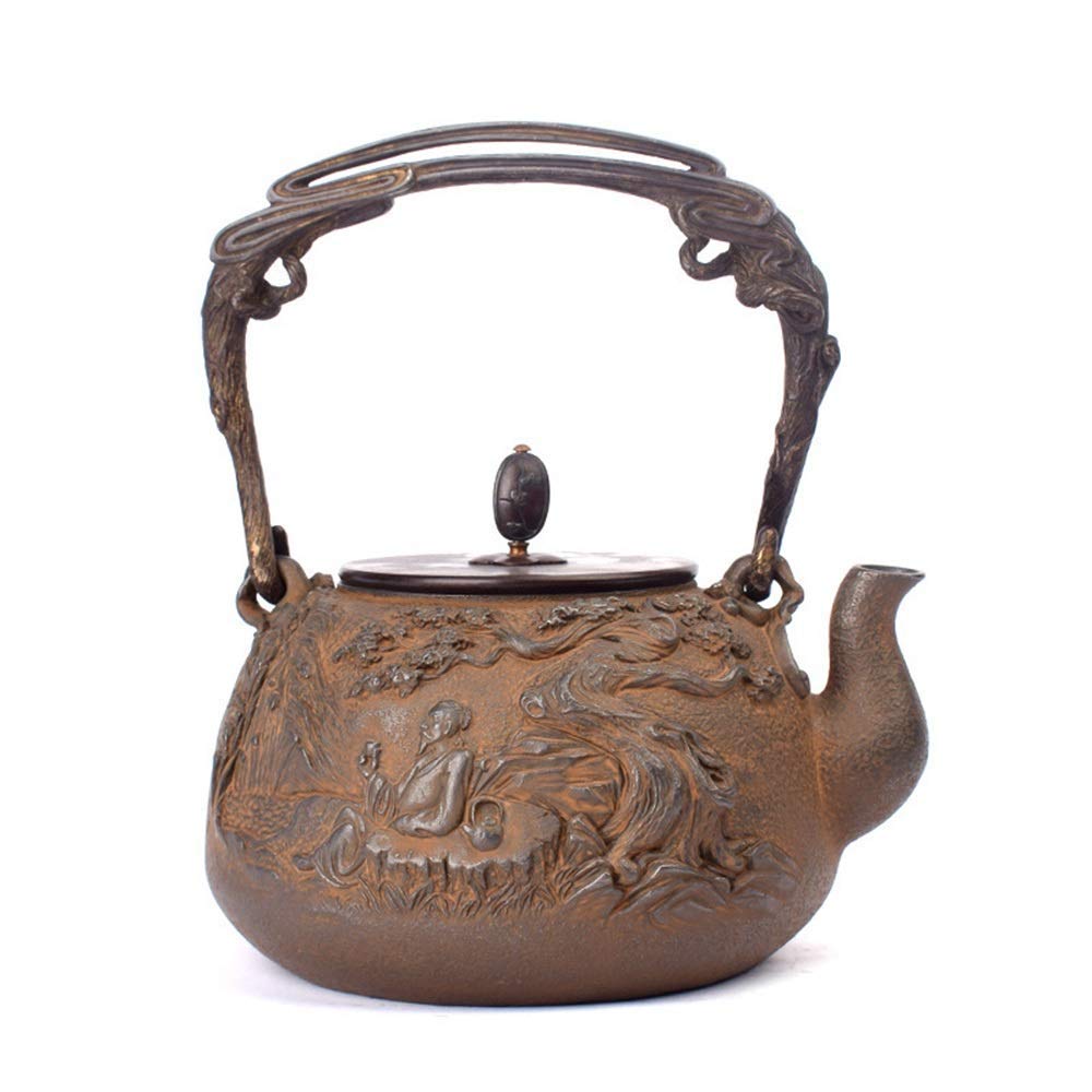 Premium Japanese Cast Iron Teapot - 1400ml Uncoated Handmade Iron Kettle for Green Tea, Herbal Tea & Teabags - Traditional Health Teapot for Home, Office & Tea Ceremonies (Color: Cast Iron)