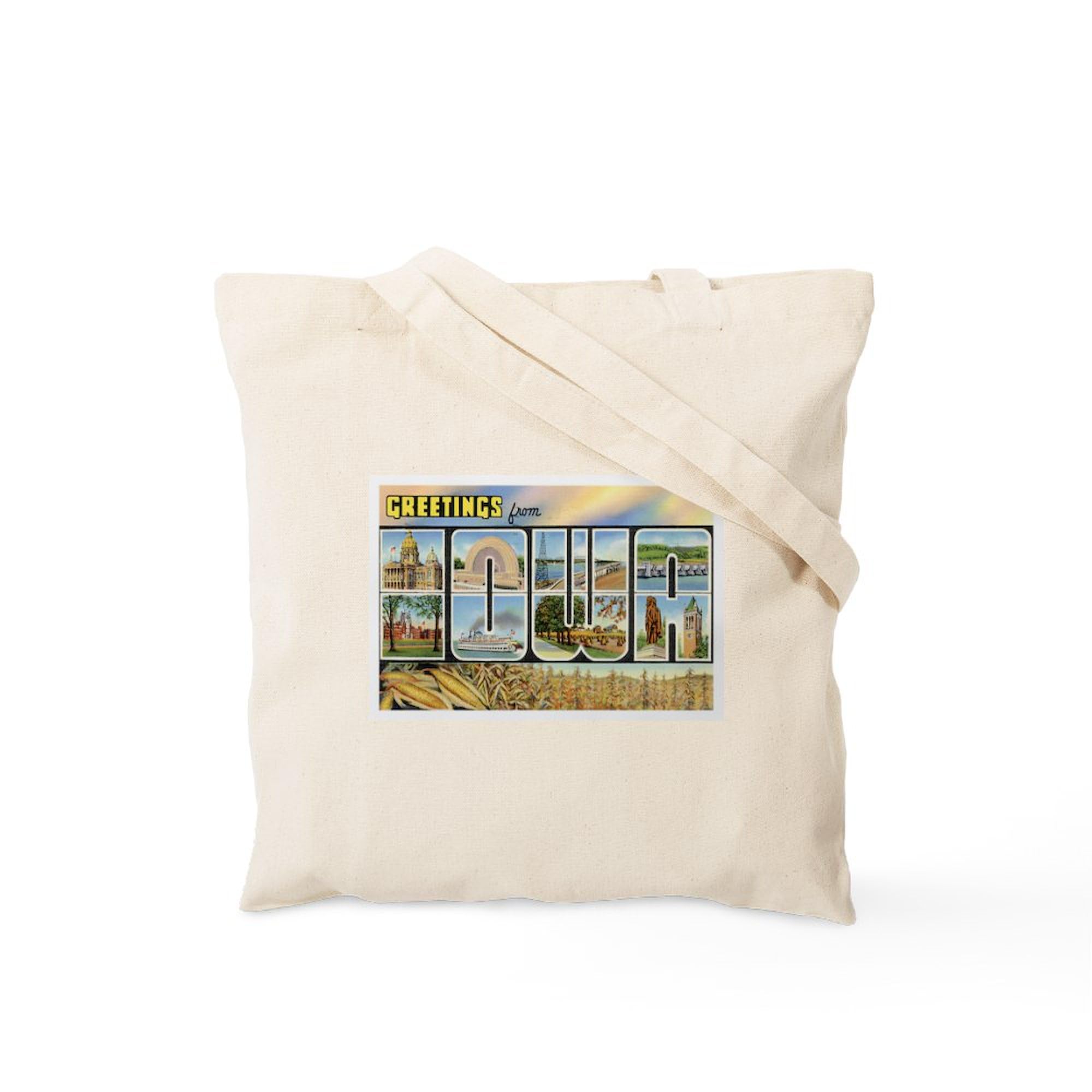 Iowa Postcard Tote Bag - Natural Canvas Reusable Shopping Bag for Groceries, Beach & Everyday Use | CafePress