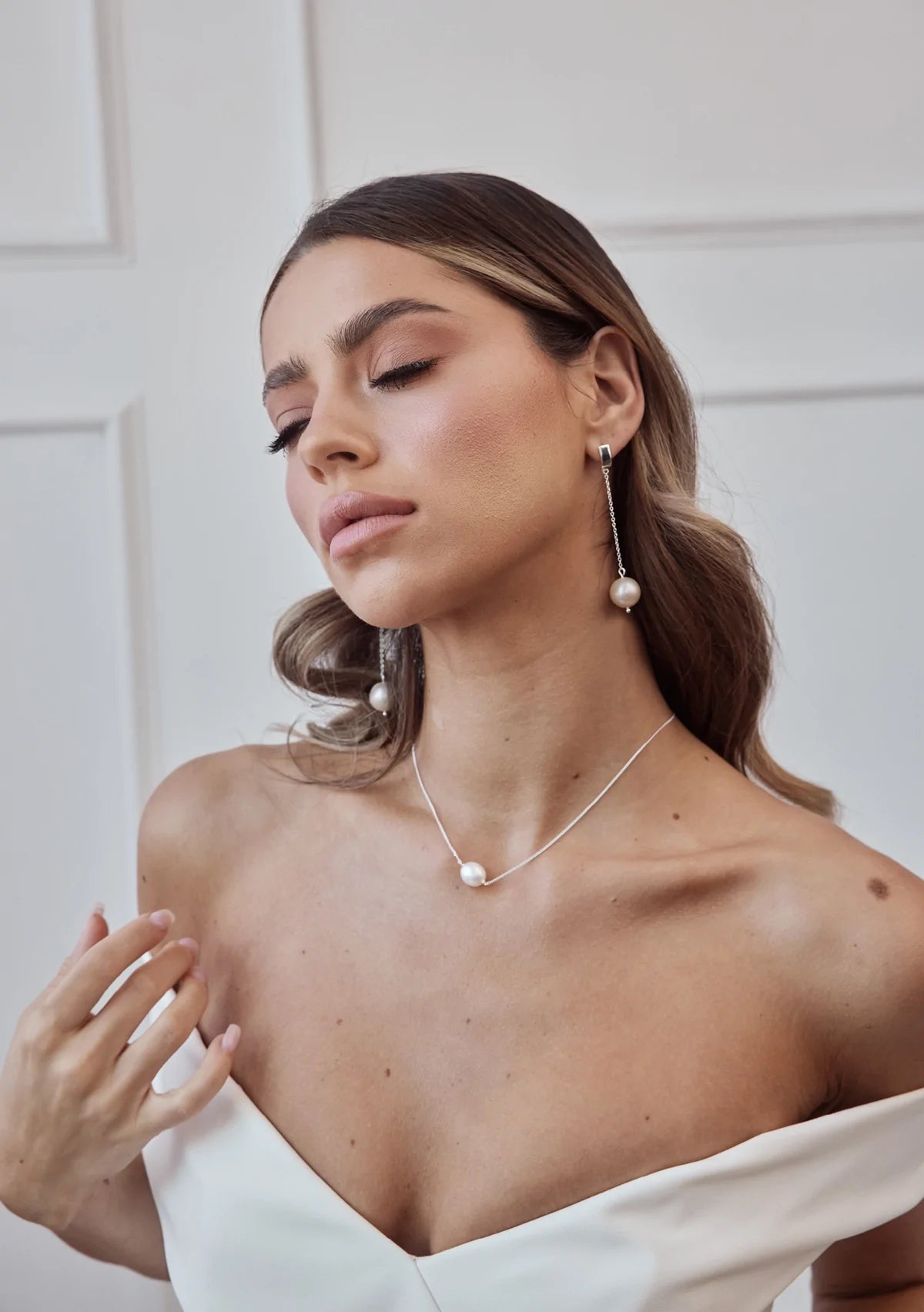 Lola Knight Ada Minimalist Pearl Bridal Earrings - Sterling Silver Wedding Jewelry for Brides, Bridesmaids & Formal Occasions