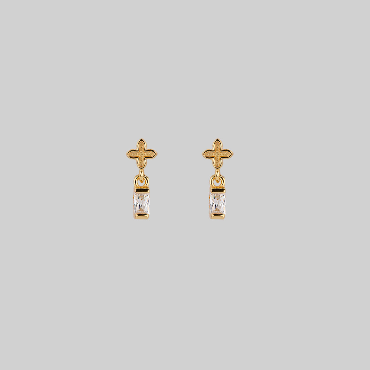 RENE Tiny Cross & Cubic Zirconia Stud Earrings in Gold - Elegant Minimalist Jewelry for Everyday Wear, Gift Giving & Special Occasions