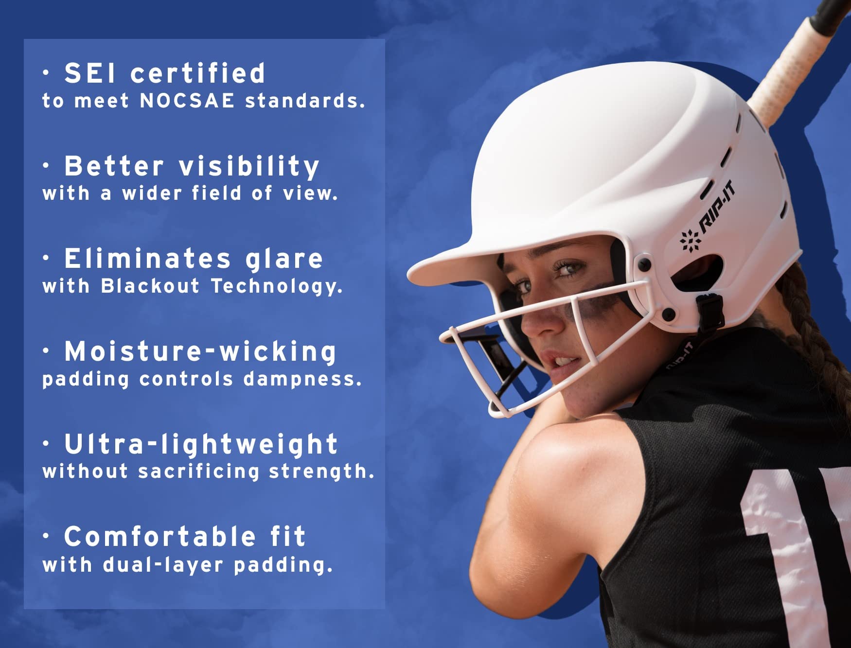 RIP-IT Vision Pro Softball Batting Helmet - Lightweight Matte Finish for Women - Perfect for Fastpitch, Slowpitch & Training - Comfortable Protective Gear for Games & Practice