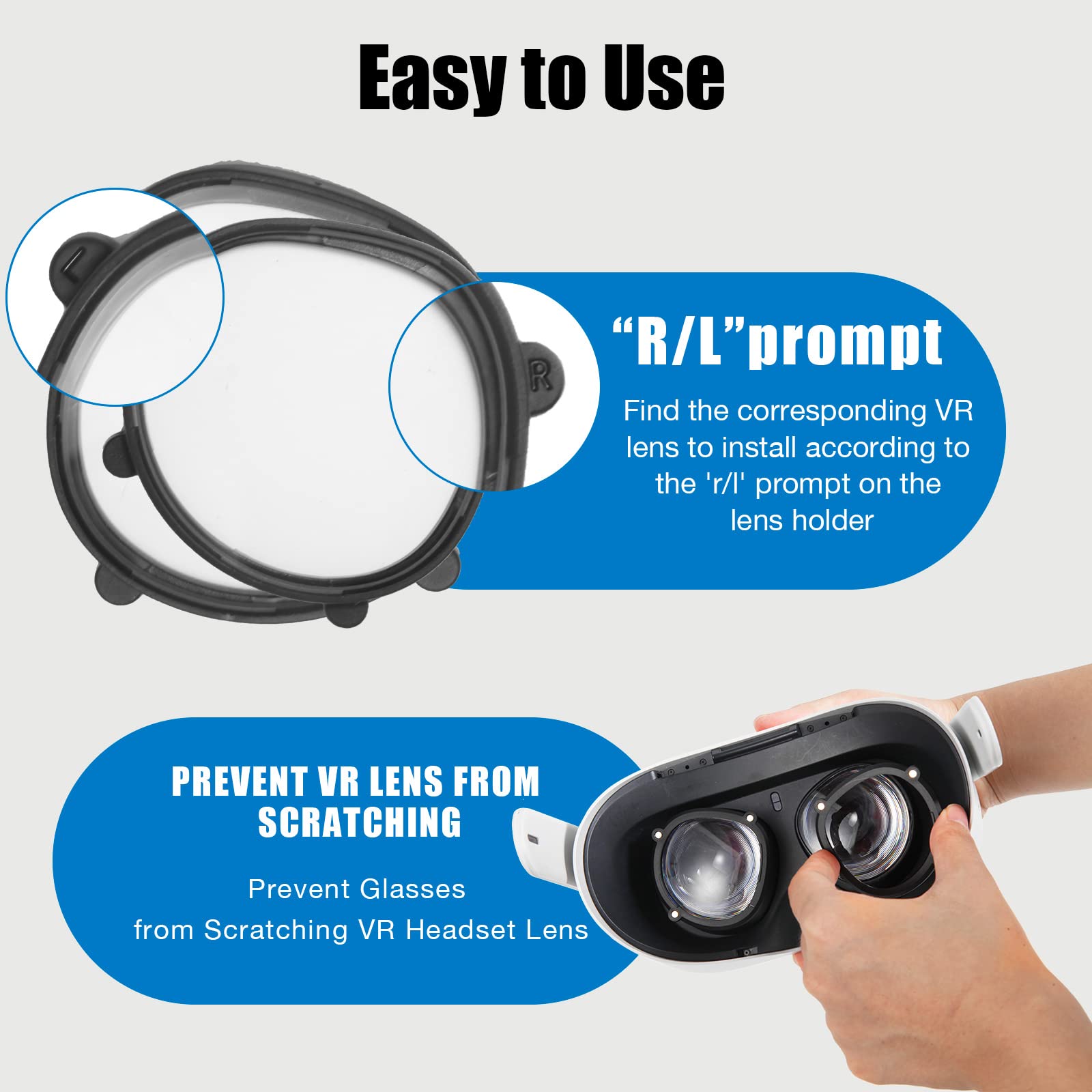 Anti-Blue Light VR Glasses for Oculus Quest 2 - Magnetic Alloy Frame & Blue Light Blocking Lenses - Interchangeable Lenses for Myopia Correction - Perfect for Gaming, Streaming & Extended VR Sessions