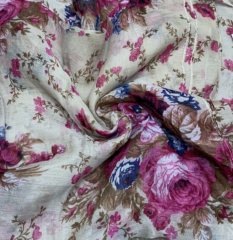 Stylish Printed Viscose Scarf - Soft Oat Color Fashion Accessory for Women - Perfect for Office, Travel and Casual Outfits