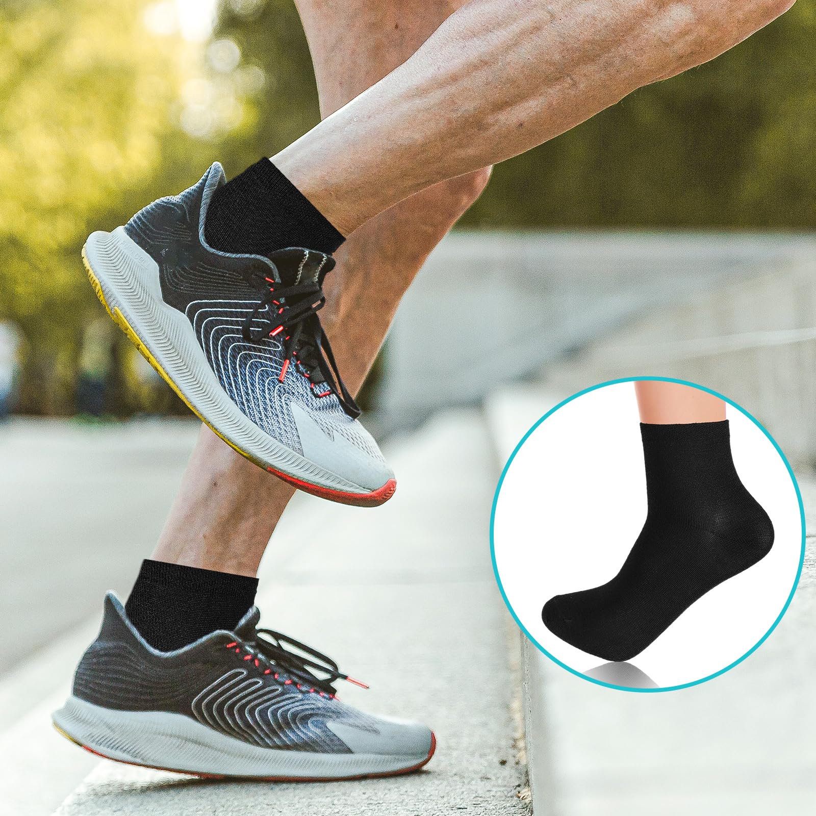 6 Pairs Women's Black Socks Size 4-7 - Comfortable Seamless Toe Ankle & Crew Socks for Work, Home, Running & Sports - Breathable Everyday Casual Socks for Women