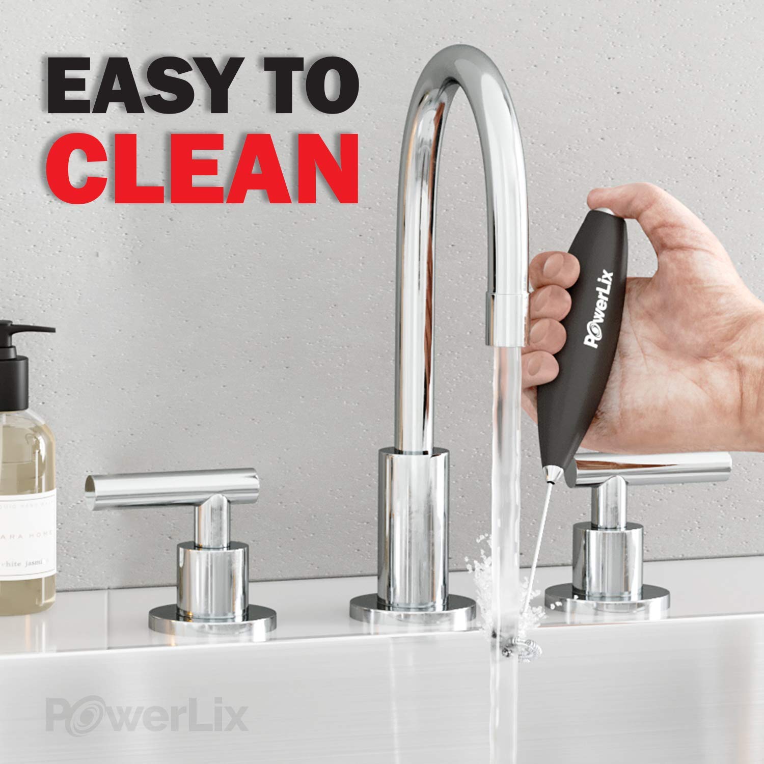 PowerLix Electric Milk Frother with Stainless Steel Stand - 19000 RPM, Battery Operated for Coffee, Latte, Cappuccino, Hot & Cold Chocolate - Perfect for Home, Office, and Cafe Use