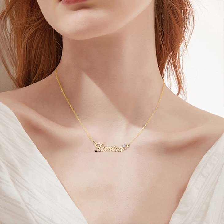 10K, 14K, 18K Solid Gold Personalized Name Necklace for Women - Custom Engraved Jewelry Gift (G-H Color, I2-I3 Clarity) - Perfect for Birthdays, Anniversaries & Special Occasions