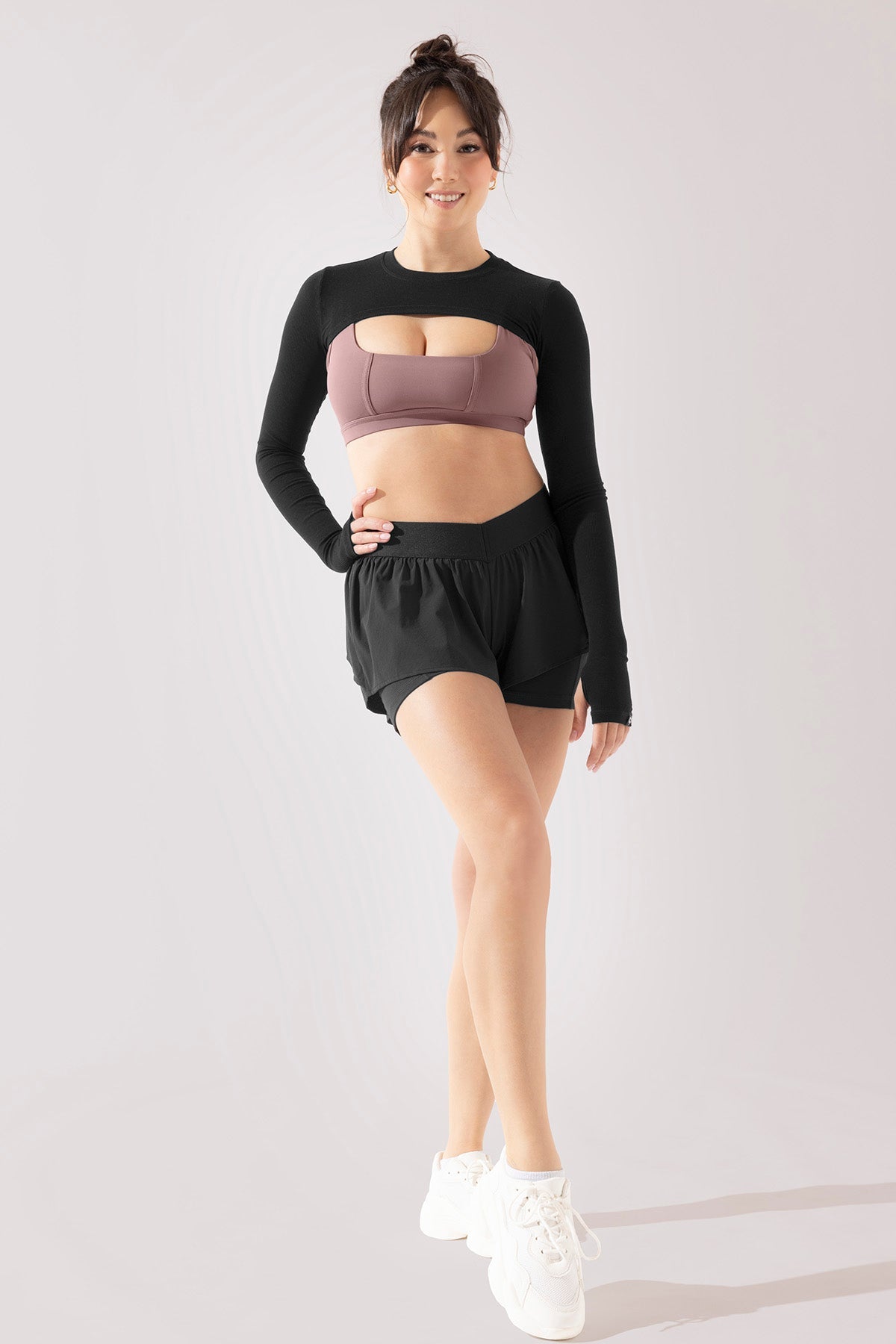 On the Run Ruffle Shorts - Women's Stylish Black Athletic Shorts for Running, Yoga & Casual Wear