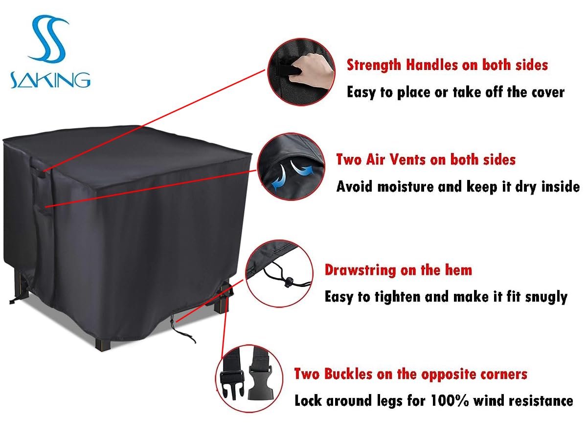 **28 Inch Square Fire Pit Cover - Heavy Duty Waterproof Fireplace Cover for Propane & Gas Fire Pits - 28 x 28 Inches - Perfect for Outdoor Patio, Deck, and Backyard Protection**