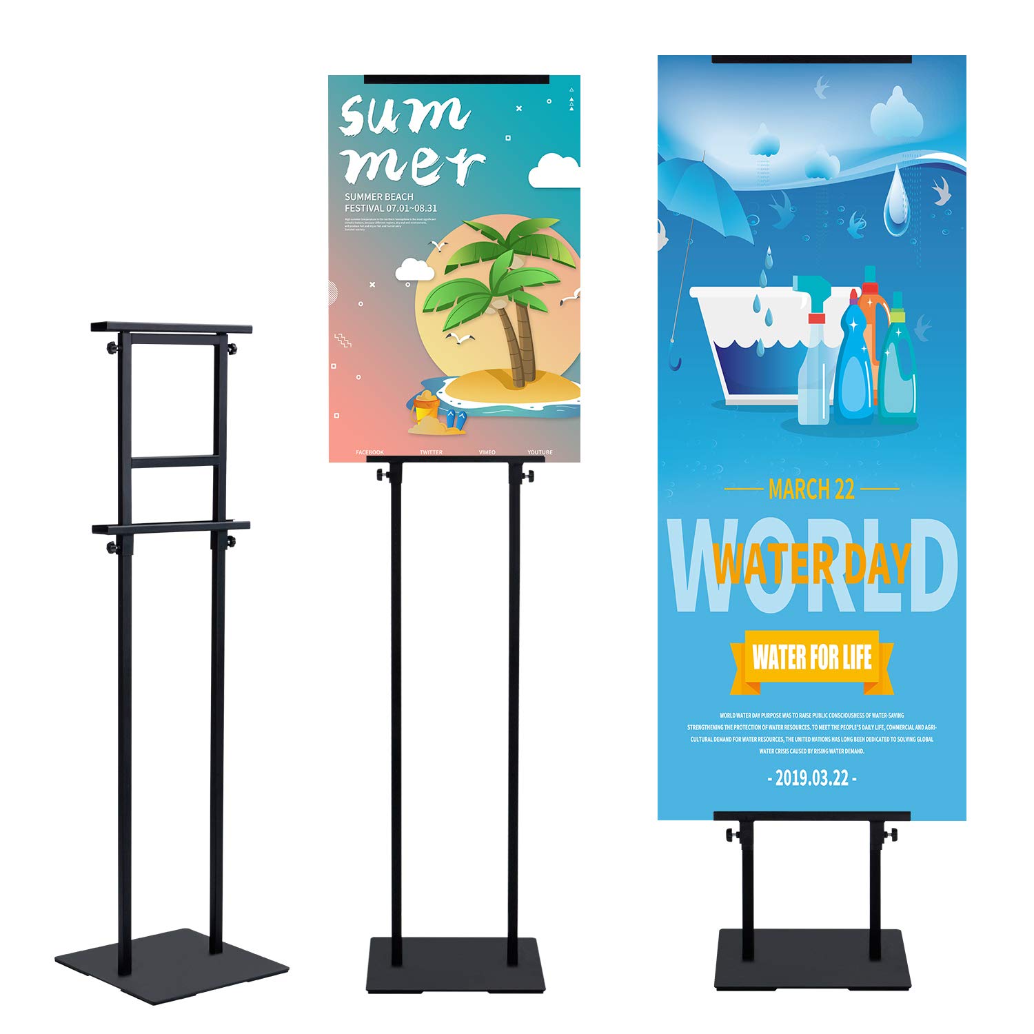 KLVIED Heavy Duty Adjustable Poster Stand - 78 Inch Double-Sided Floor Banner Display with Non-Slip Base for Trade Shows, Retail Stores & Events | Sturdy Sign Holder for Foam Boards, A-Frames & Promotional Displays