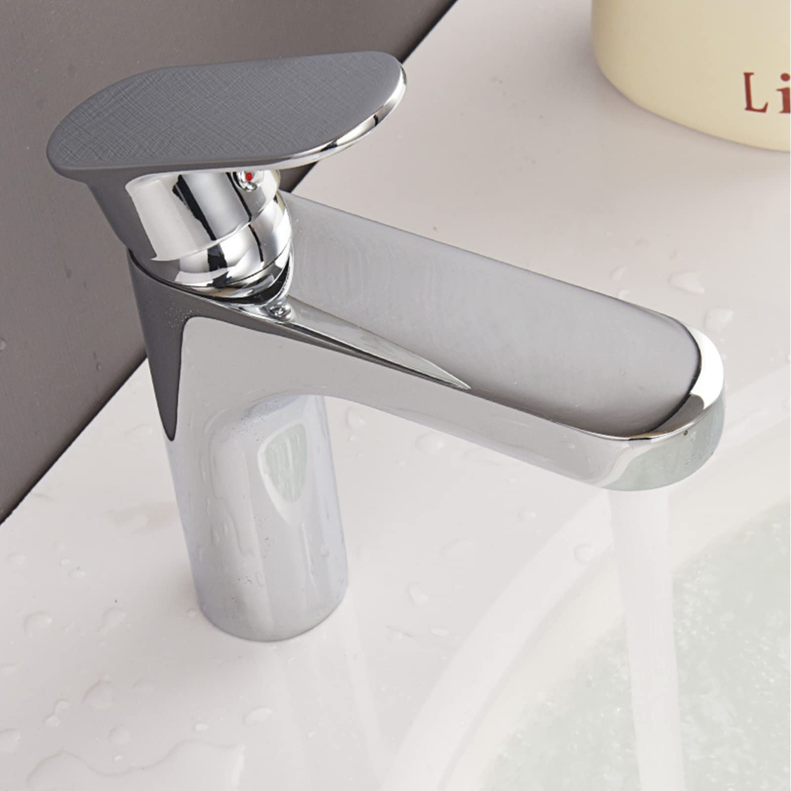 Premium Brass Bathroom Sink Faucet - Chrome Plated Single Handle Mixer Tap with Hot & Cold Water Control - Perfect for Vessel Sinks, Vanities, and Modern Bathrooms - Easy Single Hole Installation for Home & Commercial Use