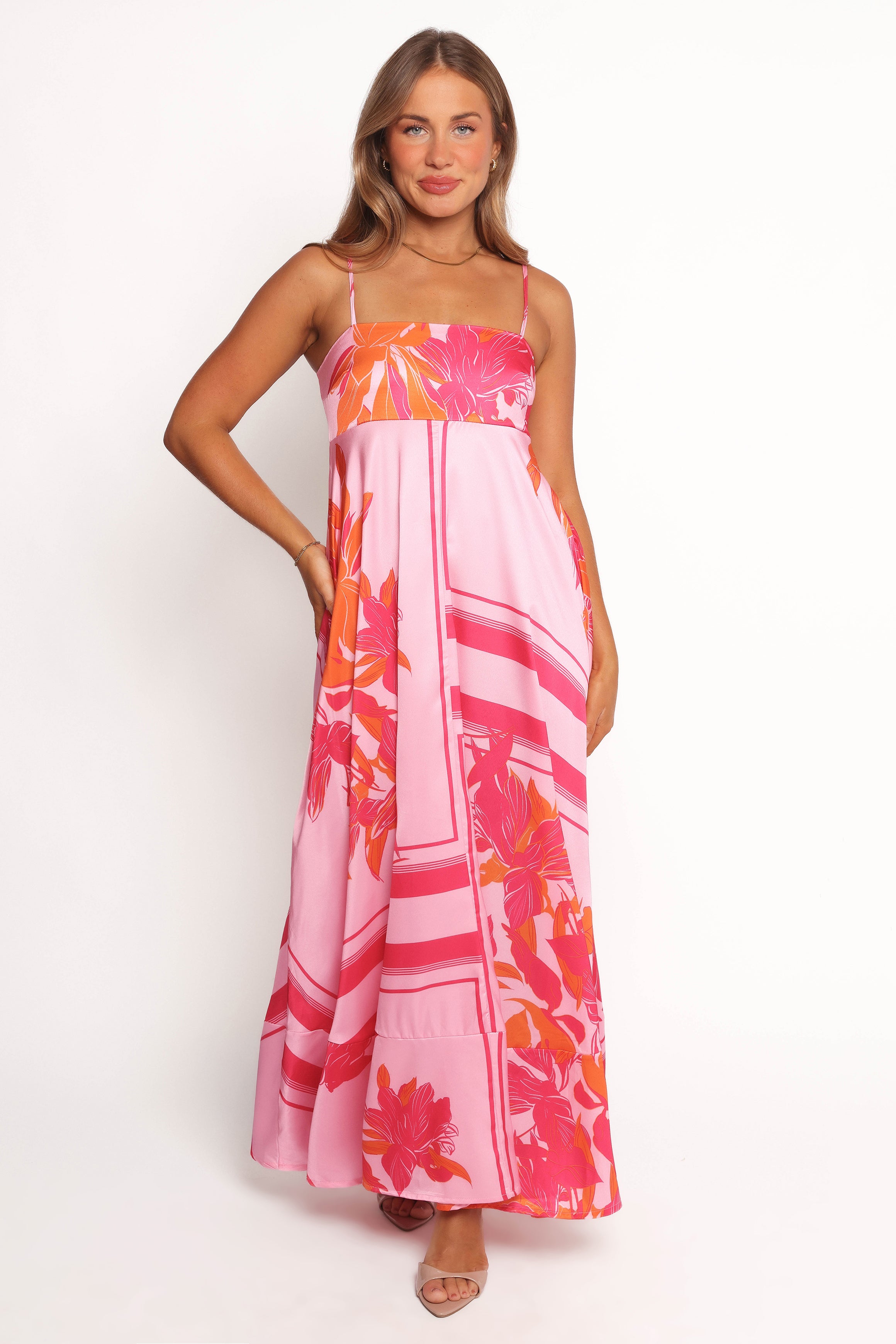 Elegant Elanor Maxi Dress in Pink & Orange - Perfect for Summer Beach Vacations, Weddings & Boho Chic Outfits