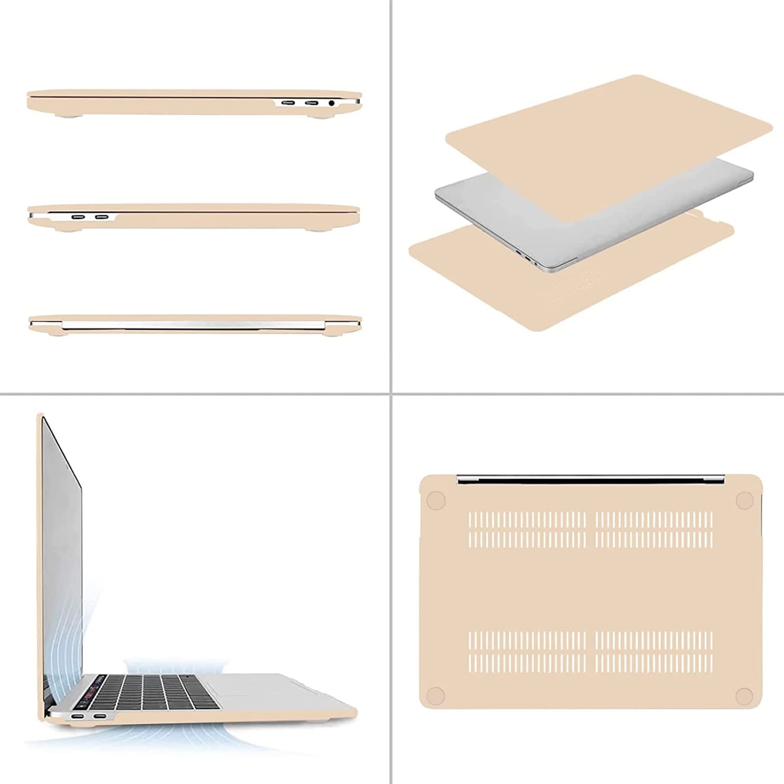 MOSISO Hard Plastic Case with Keyboard Skin & Webcam Cover for MacBook Pro 13 inch (M2 2025, 2024, 2023-2016 Models A2338 M1 A2251 A2289 A2159 A1989 A1708 A1706) - Apricot | Slim Protective Shell for Work, Travel & School