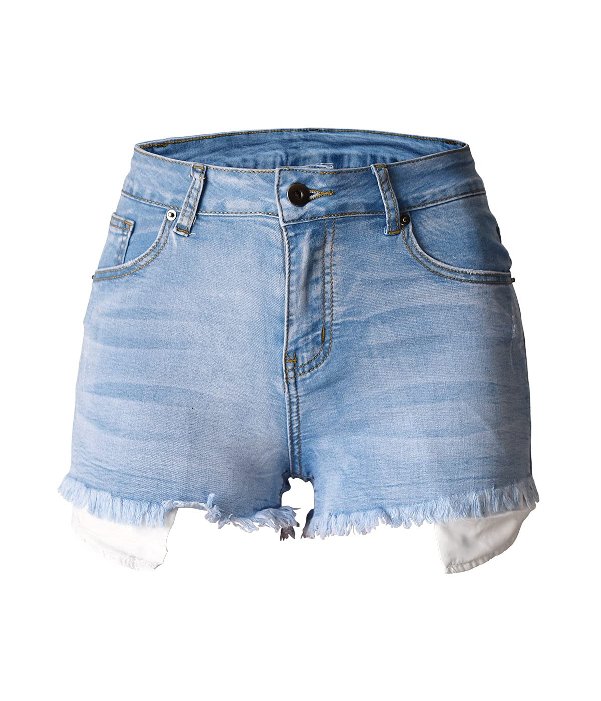 Aodrusa Women's Ripped Denim Shorts - Mid Rise Distressed Jeans for Curvy Fit | Body Enhancing Stretch Denim Cutoff Shorts | Perfect for Summer Outfits, Casual Wear & Street Style Fashion