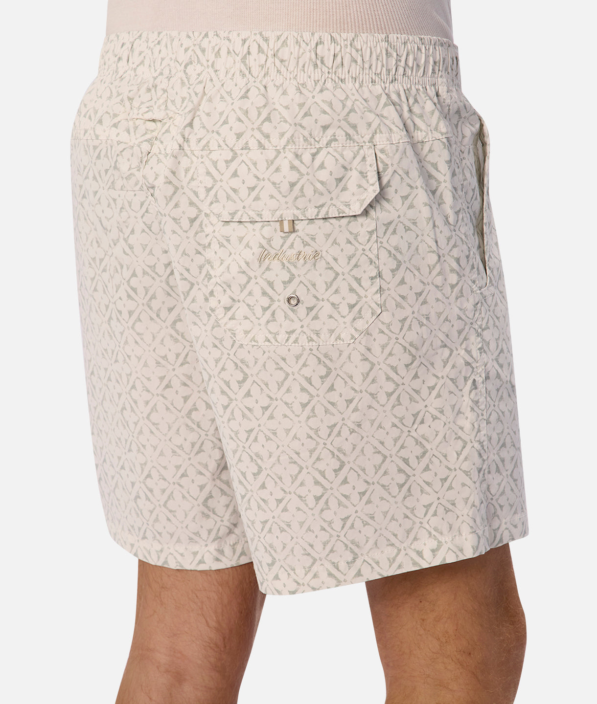 Avila Swim Shorts for Men - Quick-Dry White & Sage Swim Trunks - Perfect for Beach, Pool, and Summer Vacations