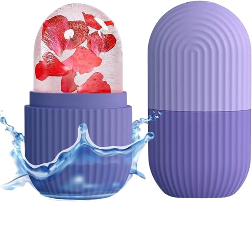 Vision4ever 2-Pack Facial Ice Roller for Skin Tightening & Pore Minimizing - Cooling Face Massager to Enhance Glow & Reduce Puffiness - Perfect for Morning Routine & Post-Workout Skin Care (Purple)