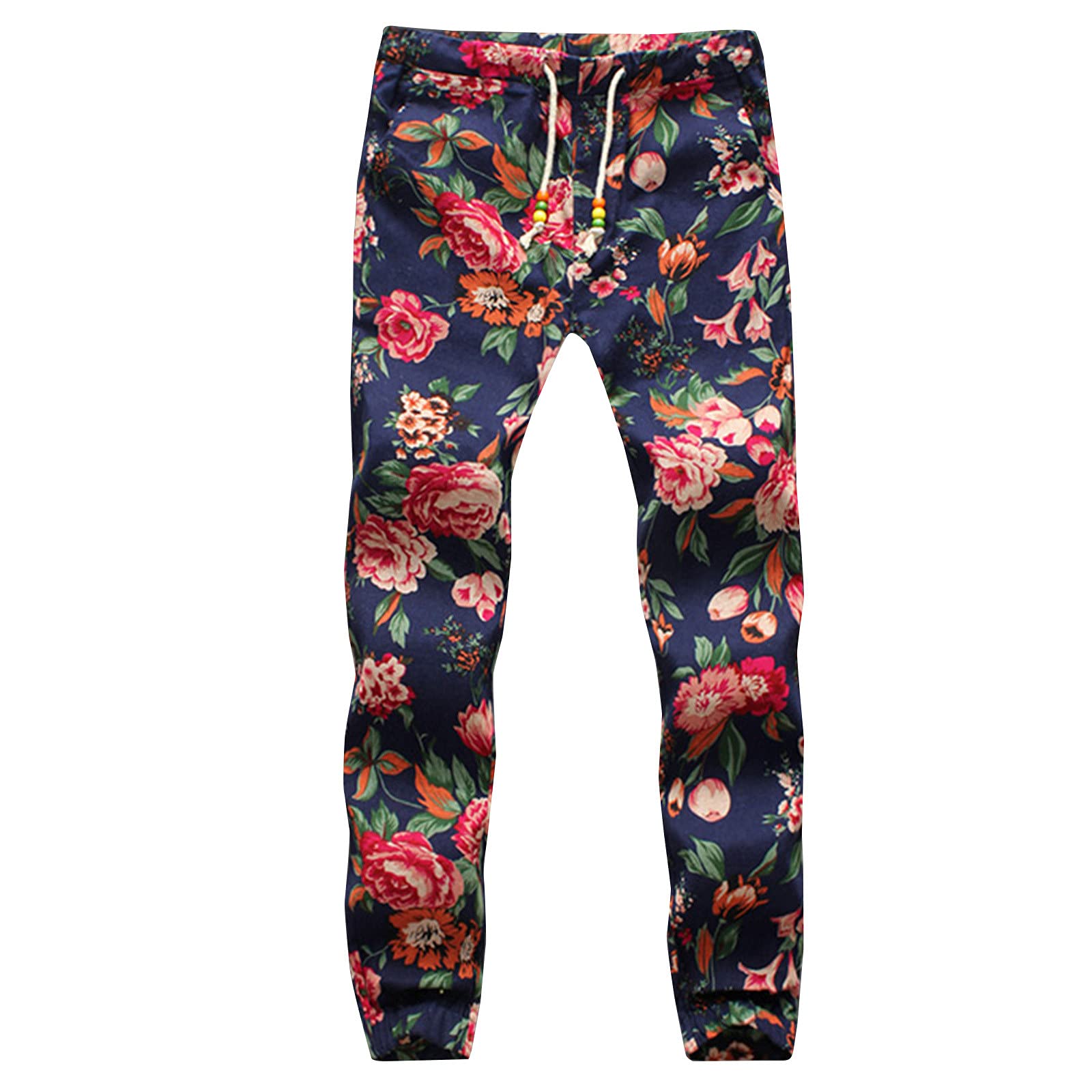 Men's Cargo Pants Floral Print Casual Cotton Linen Pants - Straight Leg, Plus Size, Pencil & Capri Styles for Outdoor, Work & Streetwear Fashion