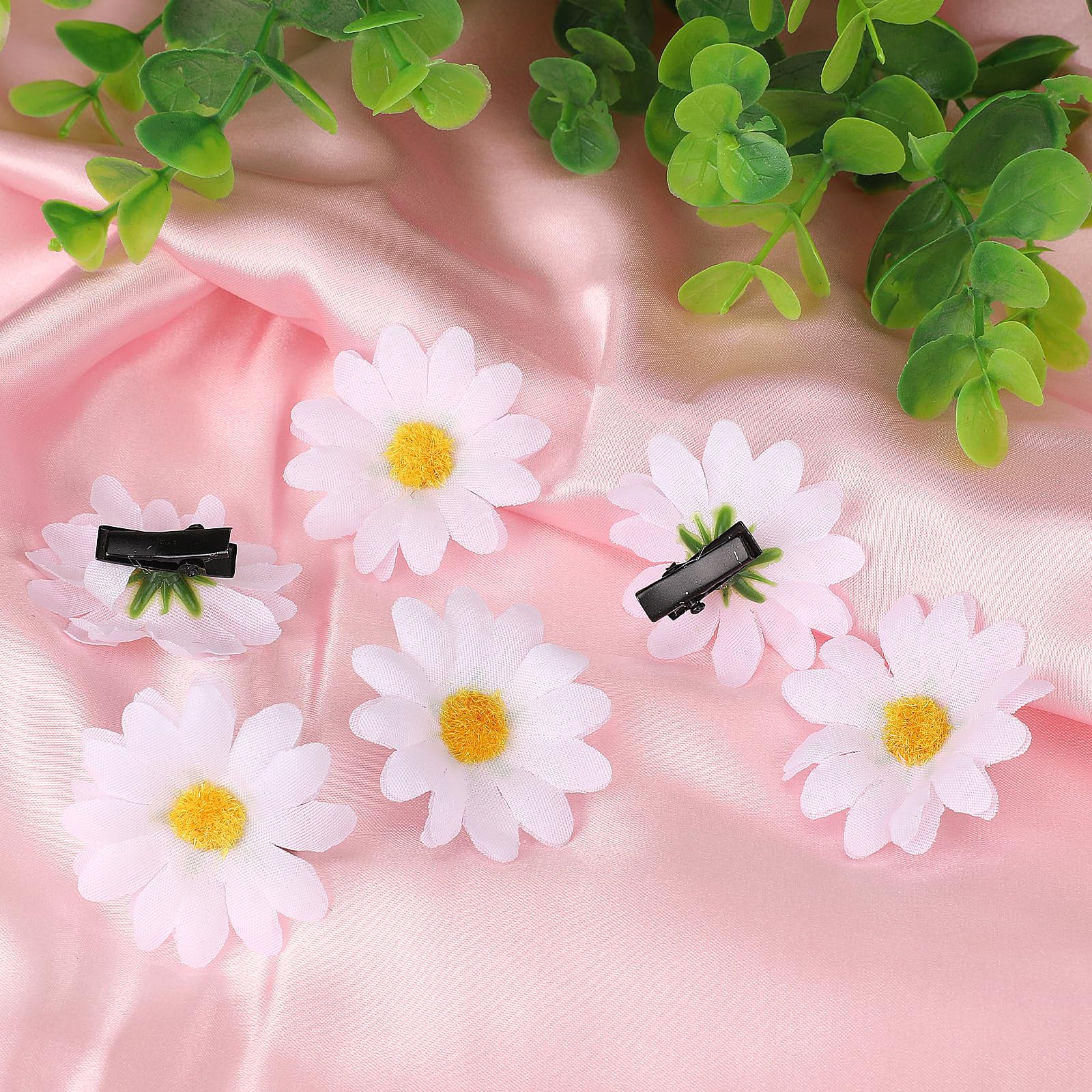 Mozeat 6pcs Daisy Hair Clips for Women - White Flower Hair Barrettes, Bridal Wedding Hair Accessories | Perfect for Bridal Parties, Prom, Summer Outfits & Everyday Wear