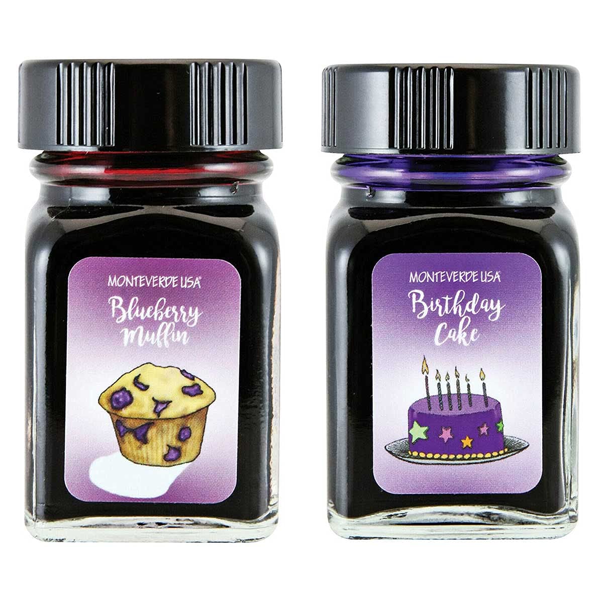 Monteverde 60ml Sweet Life Fountain Pen Ink Set - Blueberry Muffin & Birthday Cake (30ml Each) | Premium Calligraphy & Writing Ink for Journals, Letters, and Artistic Projects