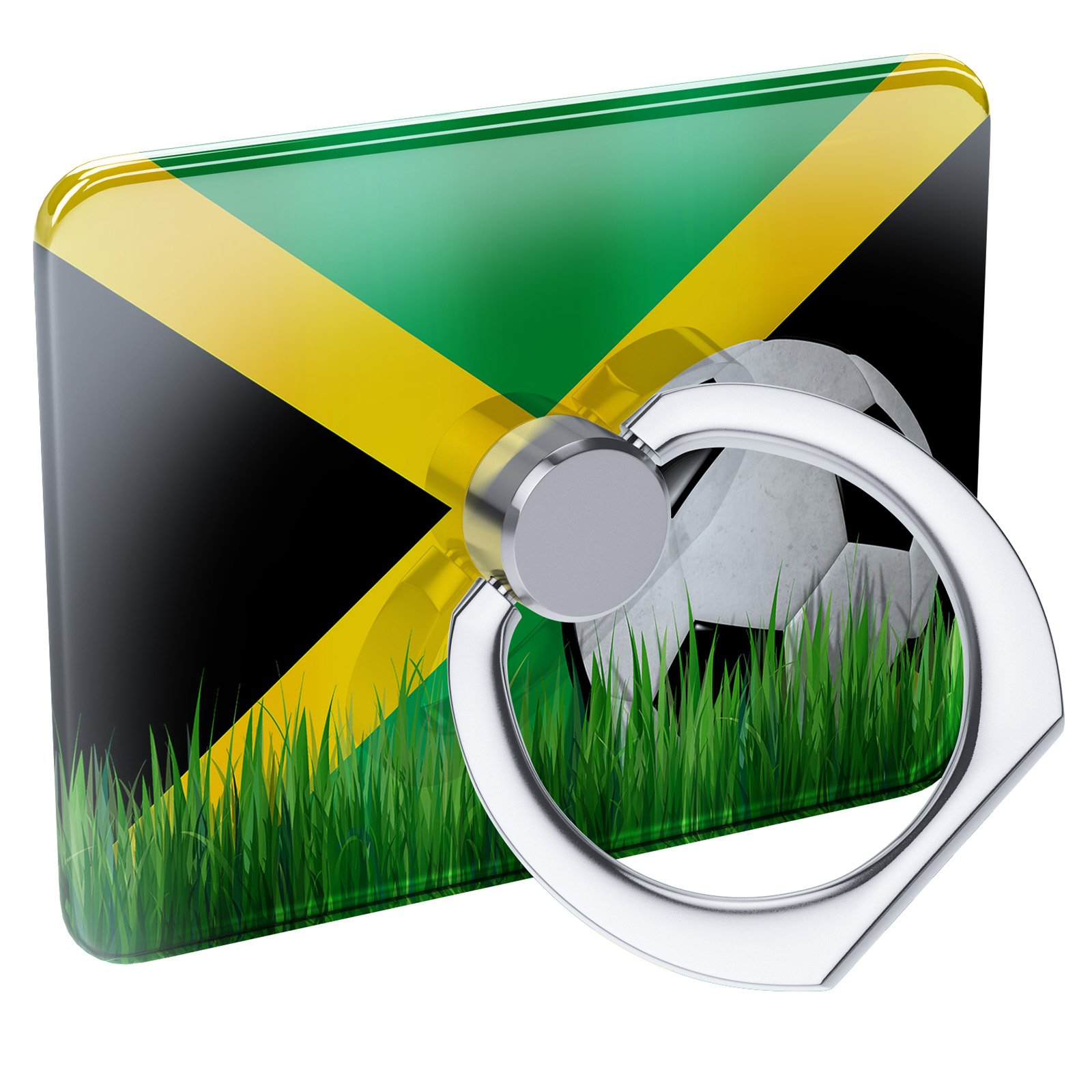 Jamaica Soccer Team Flag Cell Phone Ring Holder - Collapsible Grip & Stand for Secure Grip & Hands-Free Viewing - Perfect for Sports Fans, Travel & Everyday Use